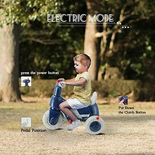 Toddler Electric Motorcycle Tricycle for Boys Girls 6V Rechargeable Battery