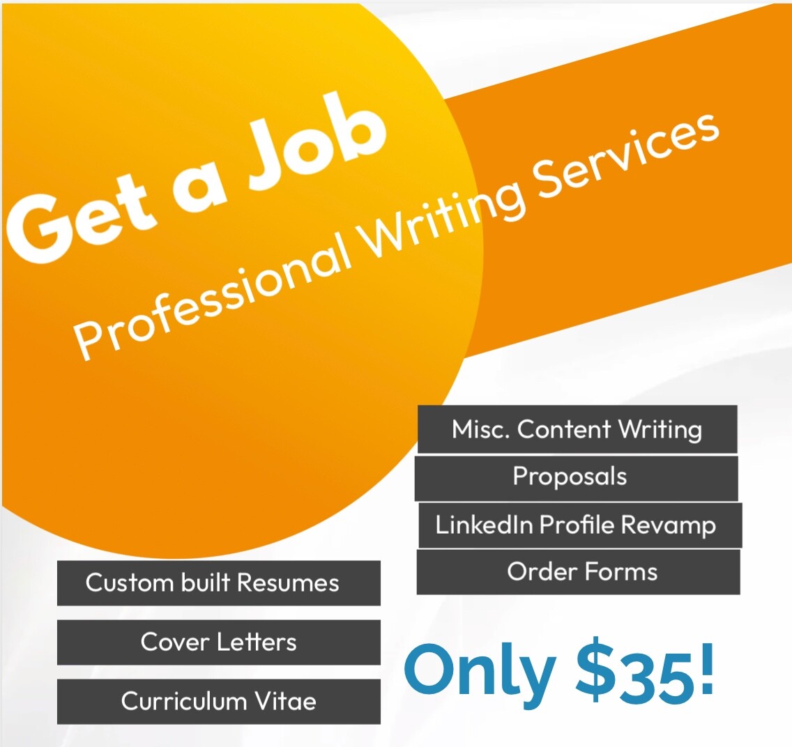 Resume writing services, CV, Cover letter, Transcription, proposals, speeches