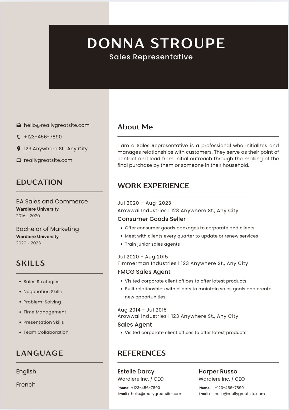 Professional Resume & ATS Friendly Template MS-Word, Google Docs, Canvas