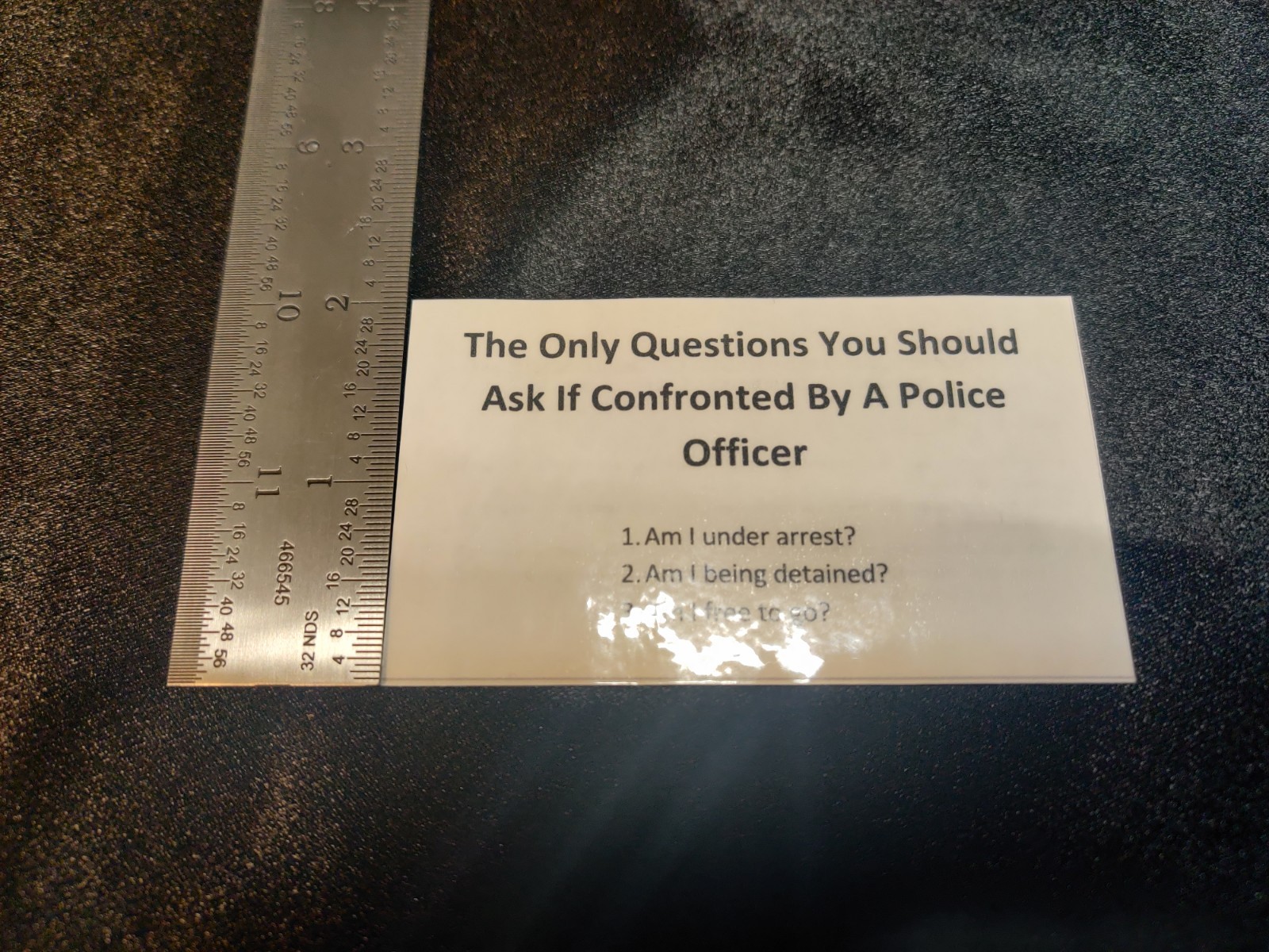 Police Stop Know Your Rights Card – Bill of Rights – Do Not Answer Any Questions
