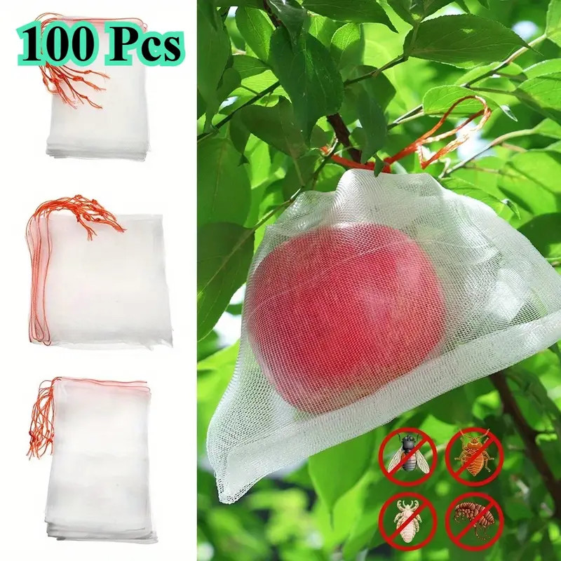 100 nylon fruit and vegetable gardening grow bags with zippers and insect screen