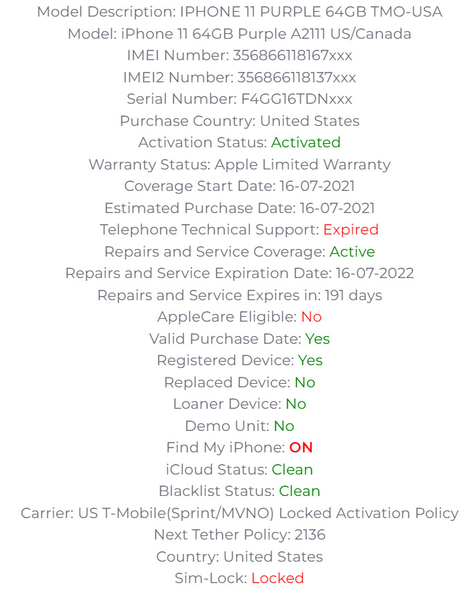 APPLE DEVICE FULL INFO SERVICE CHECK PHOTOS FOR SAMPLE 100% ACCURATE