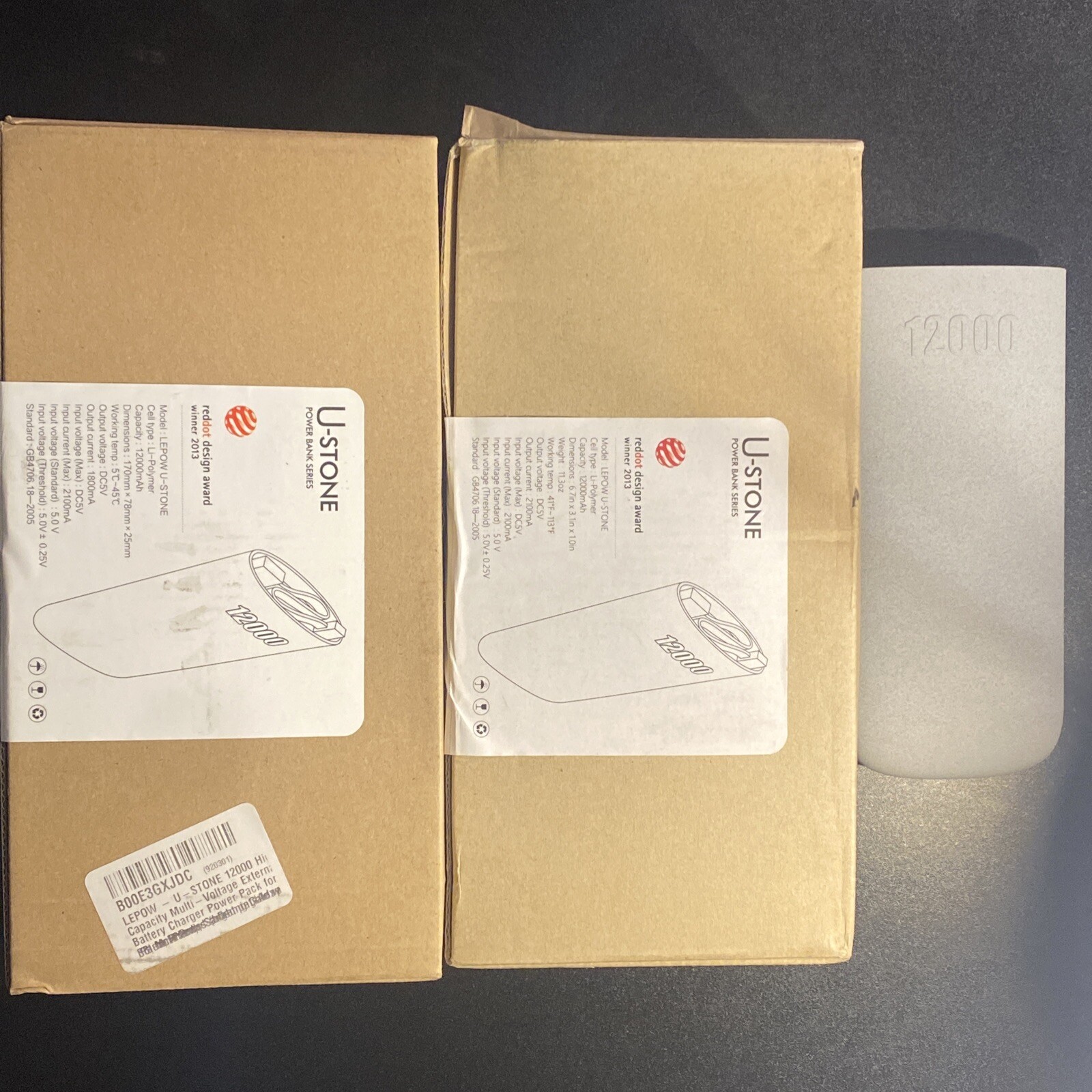 Lepow U-Stone Series 12000mAh External Battery for iPhone 5/5C/5s iPad, Lot of 3