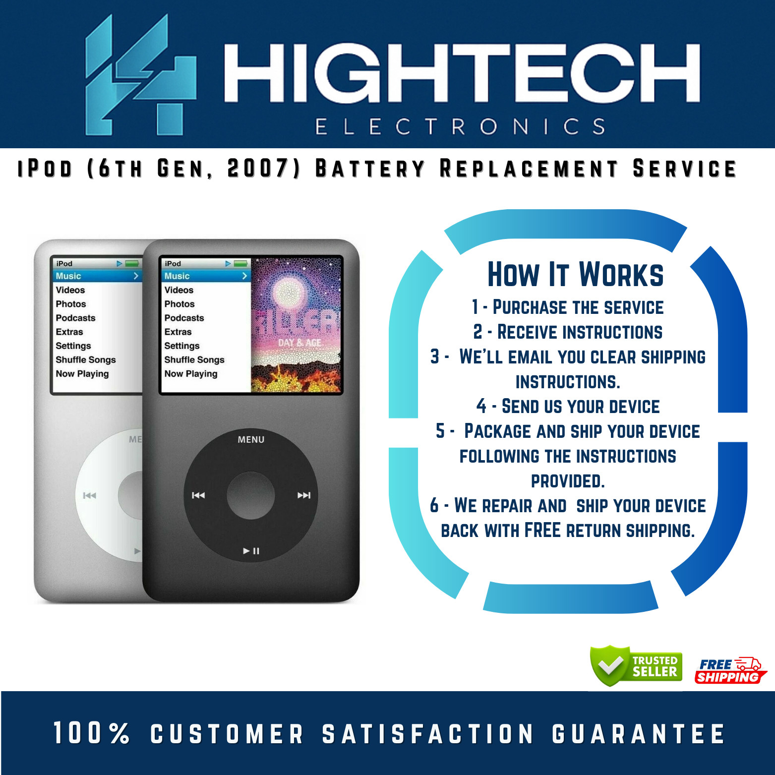 iPod Classic 6 (6th Gen, 2007) Battery Replacement Service Repair