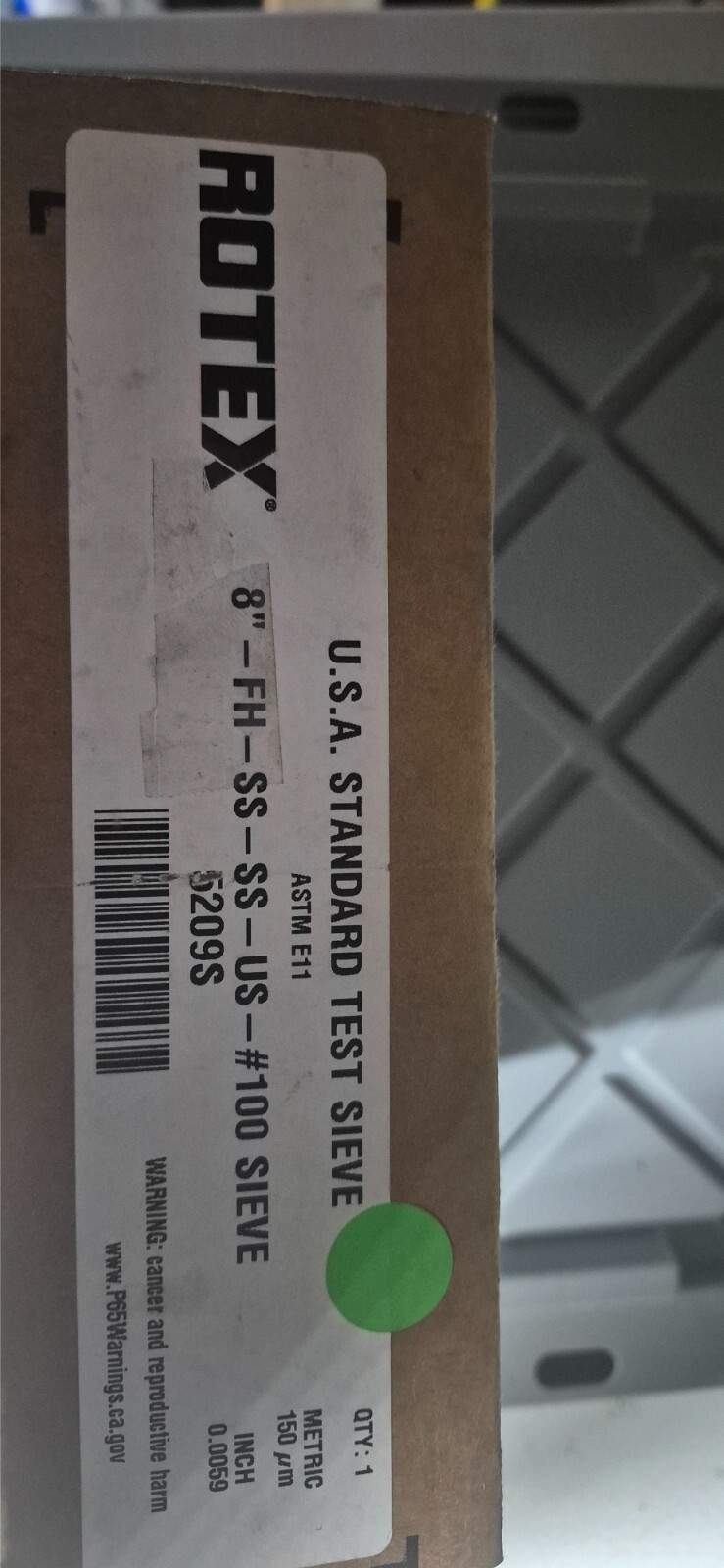New Rotex 8 inch stainless steel 100 mesh tyler full height seive with brush
