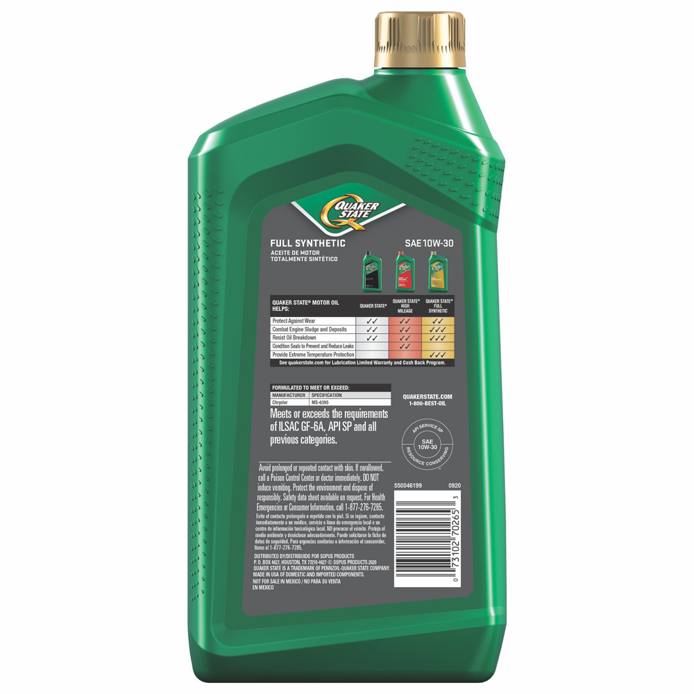 Quaker State Full Synthetic 10W-30 Motor Oil, 1-Quart