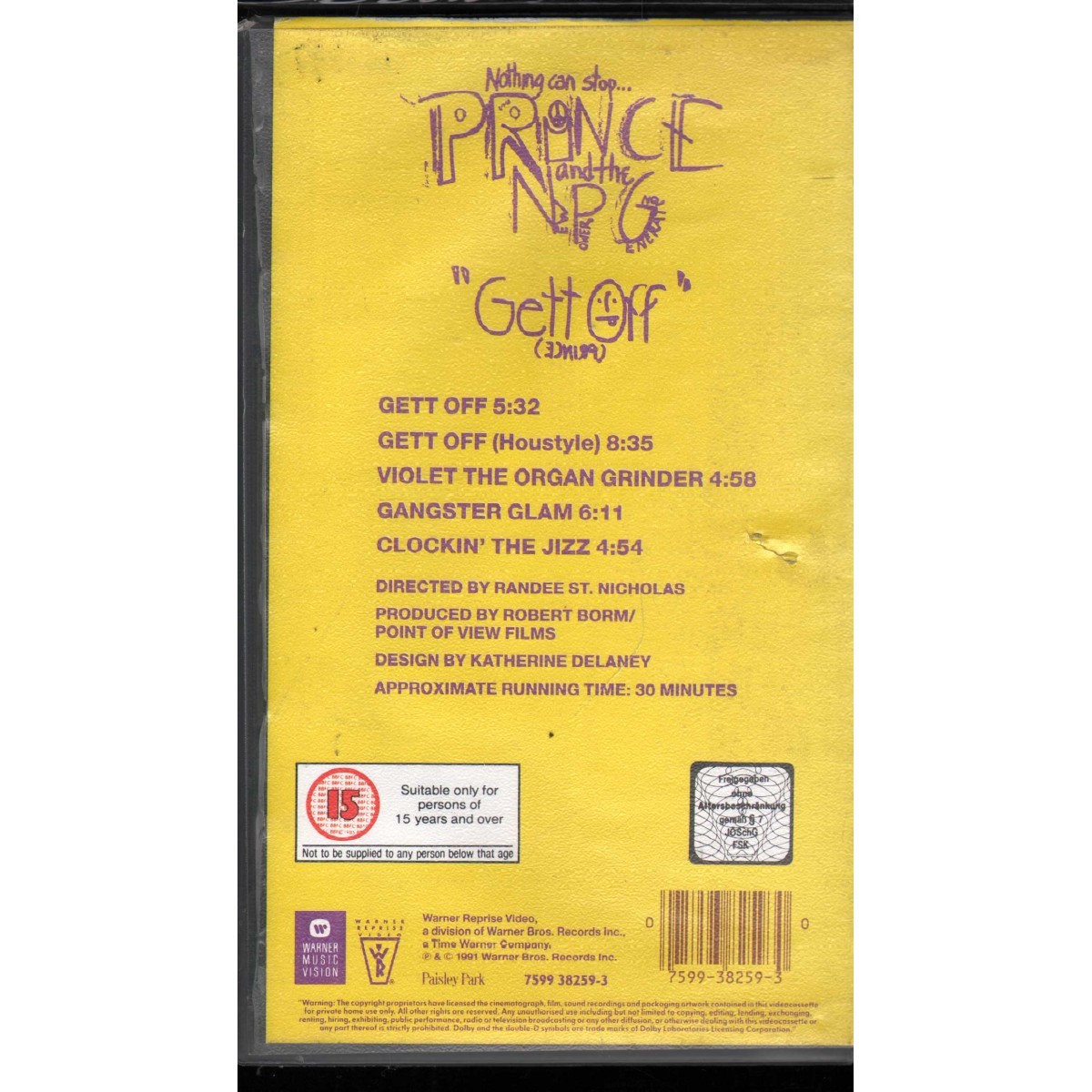 Prince VHS Gett Off Warner Video – 338259 New