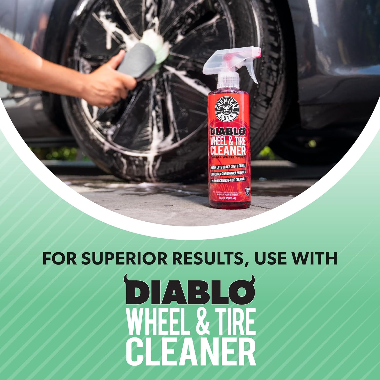 Wheelie All Exterior Surface and Wheel Brush, Wheel Cleaner Brush with Soft Bris