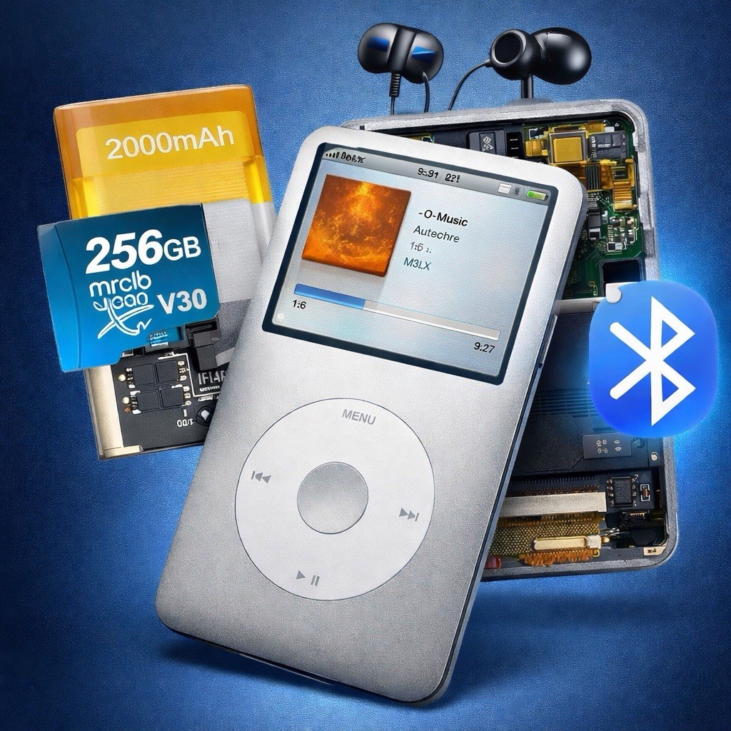 iPod Classic 5 6 7 Bluetooth + Flash Storage 256GB + Battery Upgrade Service