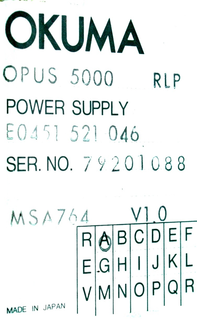 Okuma Power Supply E0451-521-046 *REPAIR EVALUATION ONLY* [PZJ]