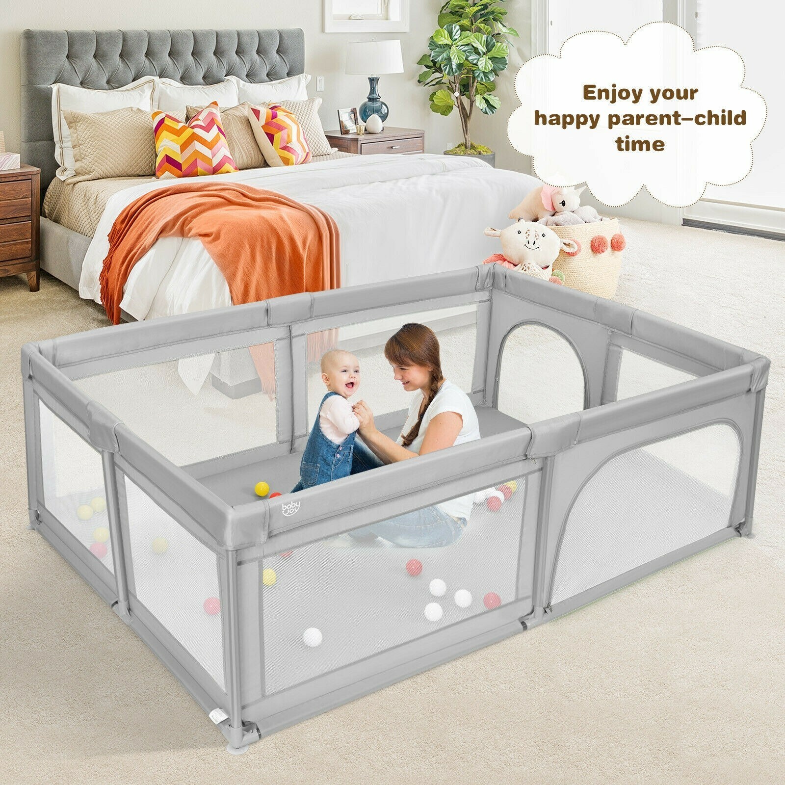 Extra-Large Safety Baby Fence with 50 Ocean Balls