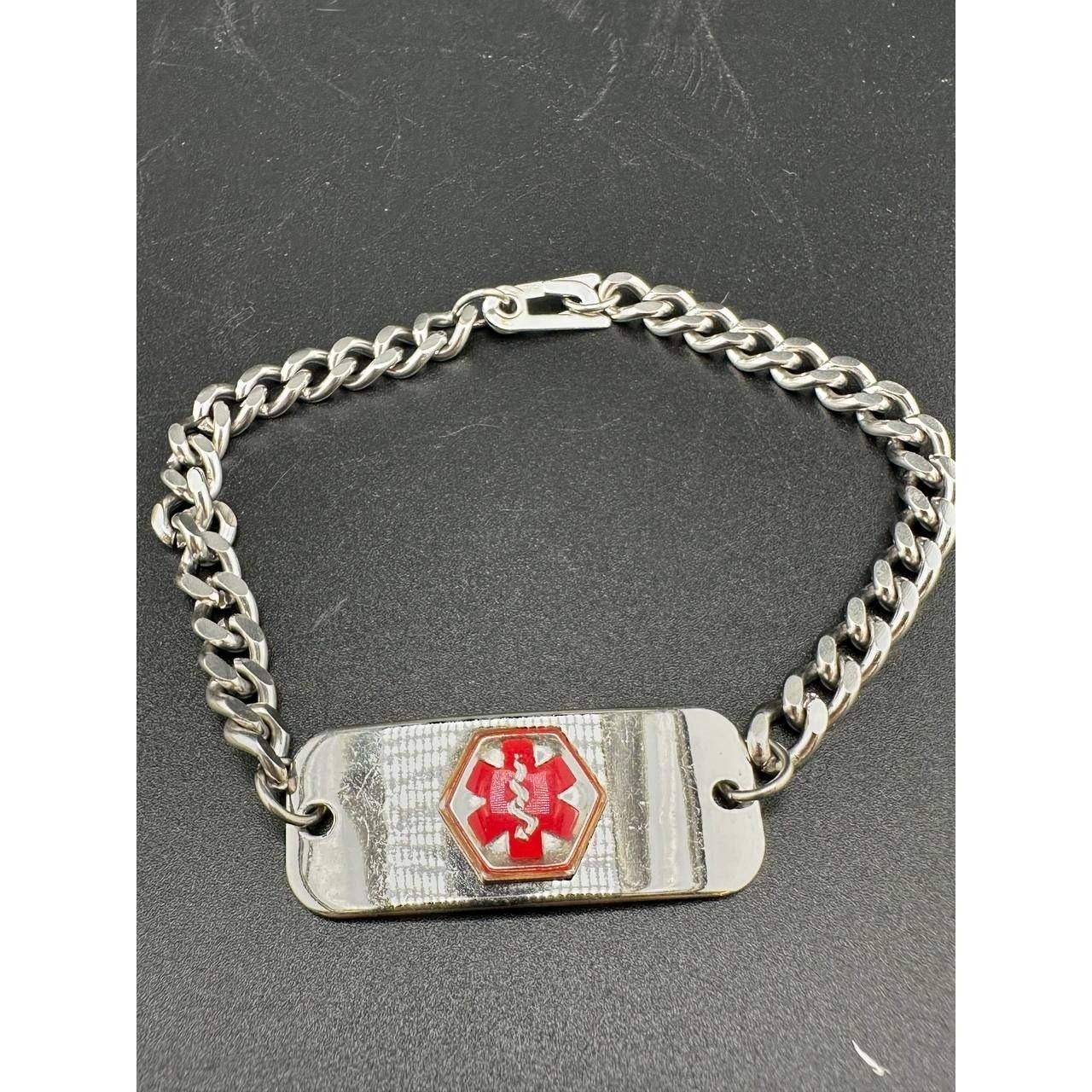 Medical Alert ID Bracelet Alzheimer’s Disease Stainless Steel Curb Chain 039