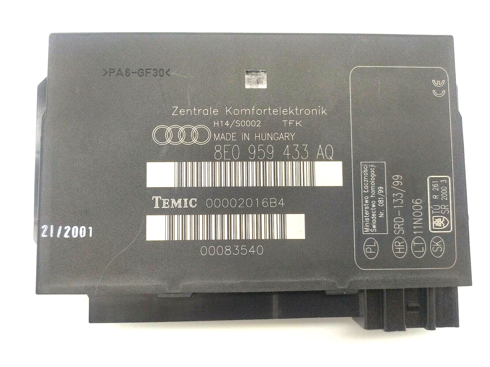 8E0959433AQ AUDI A4 Comfort Control Unit
