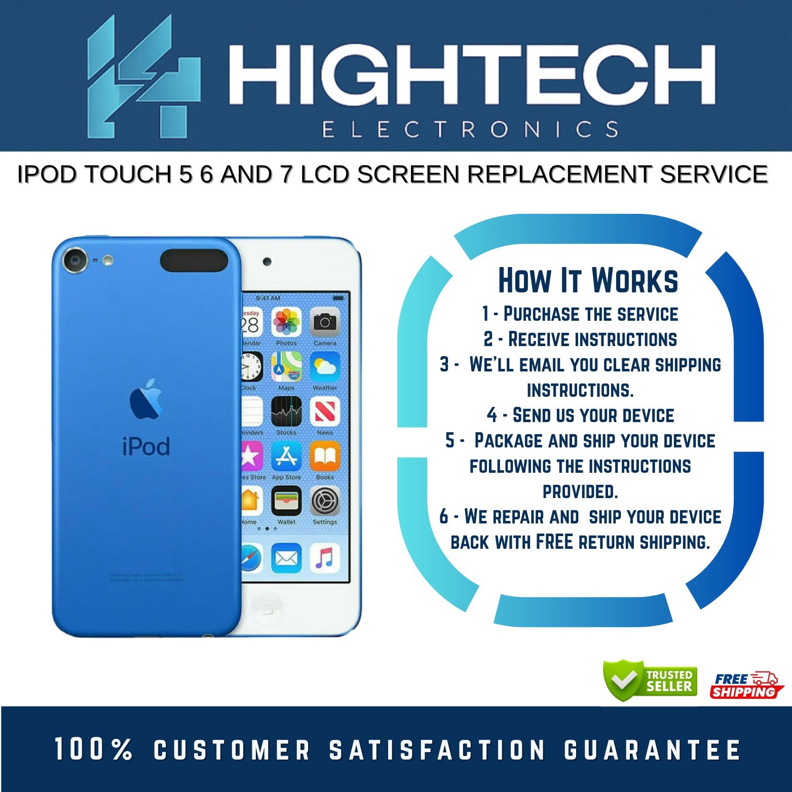 Apple iPod Touch 5 6 7 LCD Screen Replacement Repair Service Repair