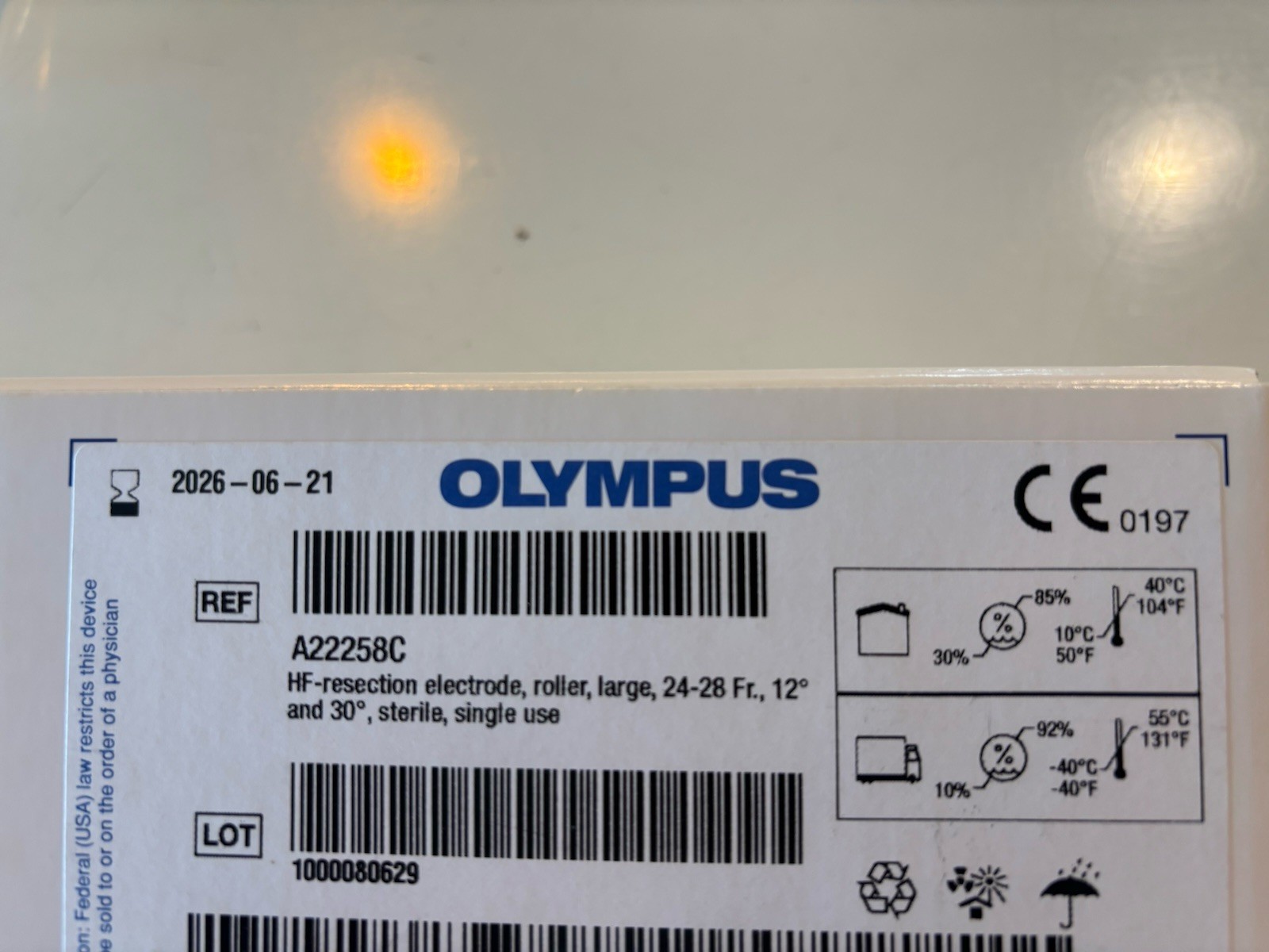 Olympus A22258C HF-resection electrode, roller, 24-28Fr, 12° and 30°,Exp 6/2026