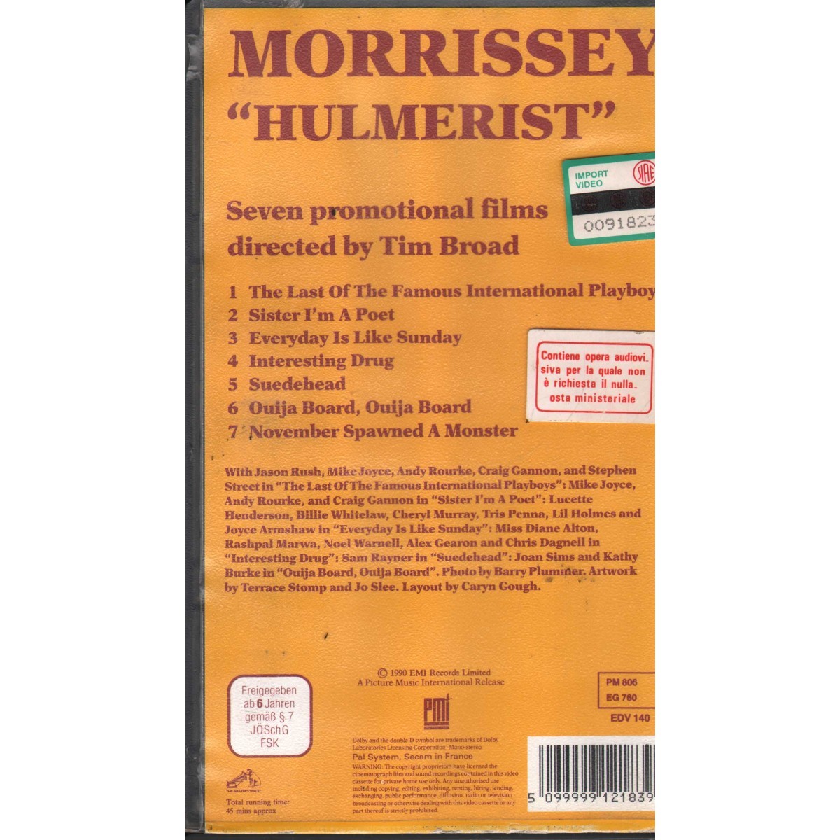 Morrissey VHS Hulmerist Picture Music International – MVP9912183 New