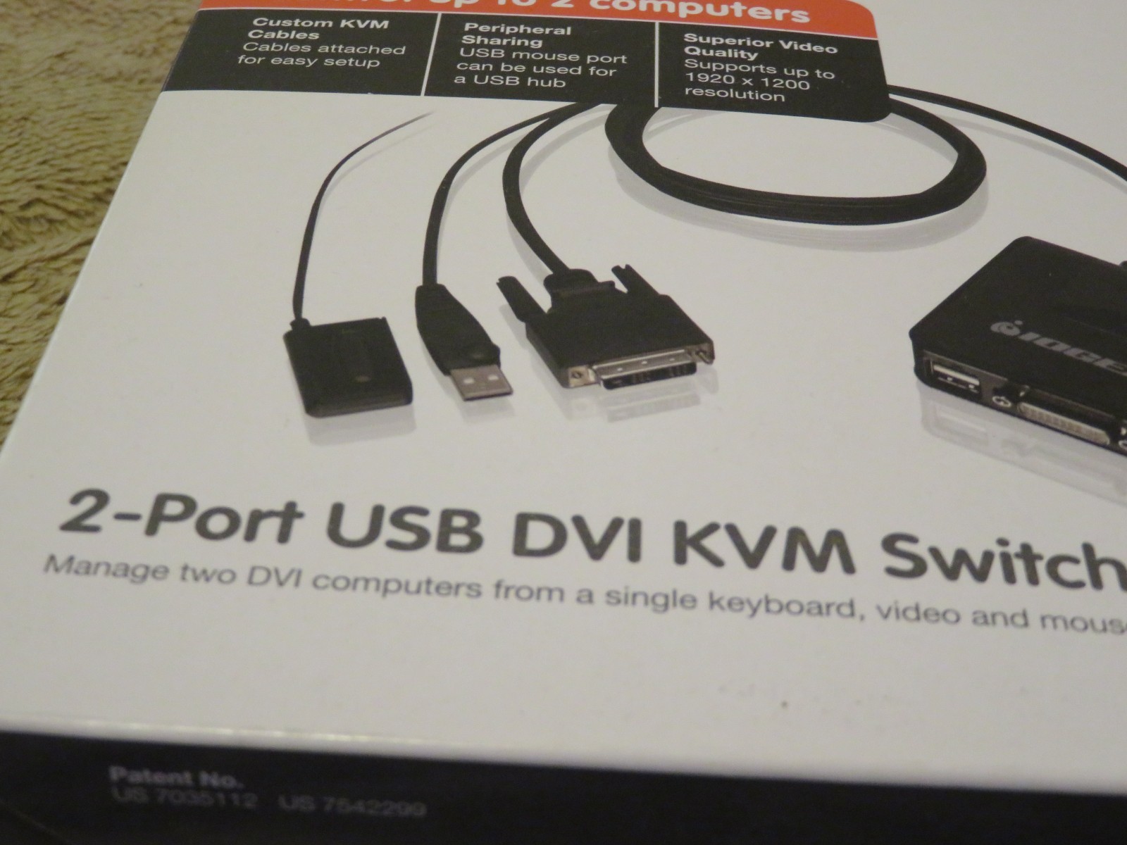 IO Gear Control 2 port USB DVI KVM Switch controls up to 2 computers