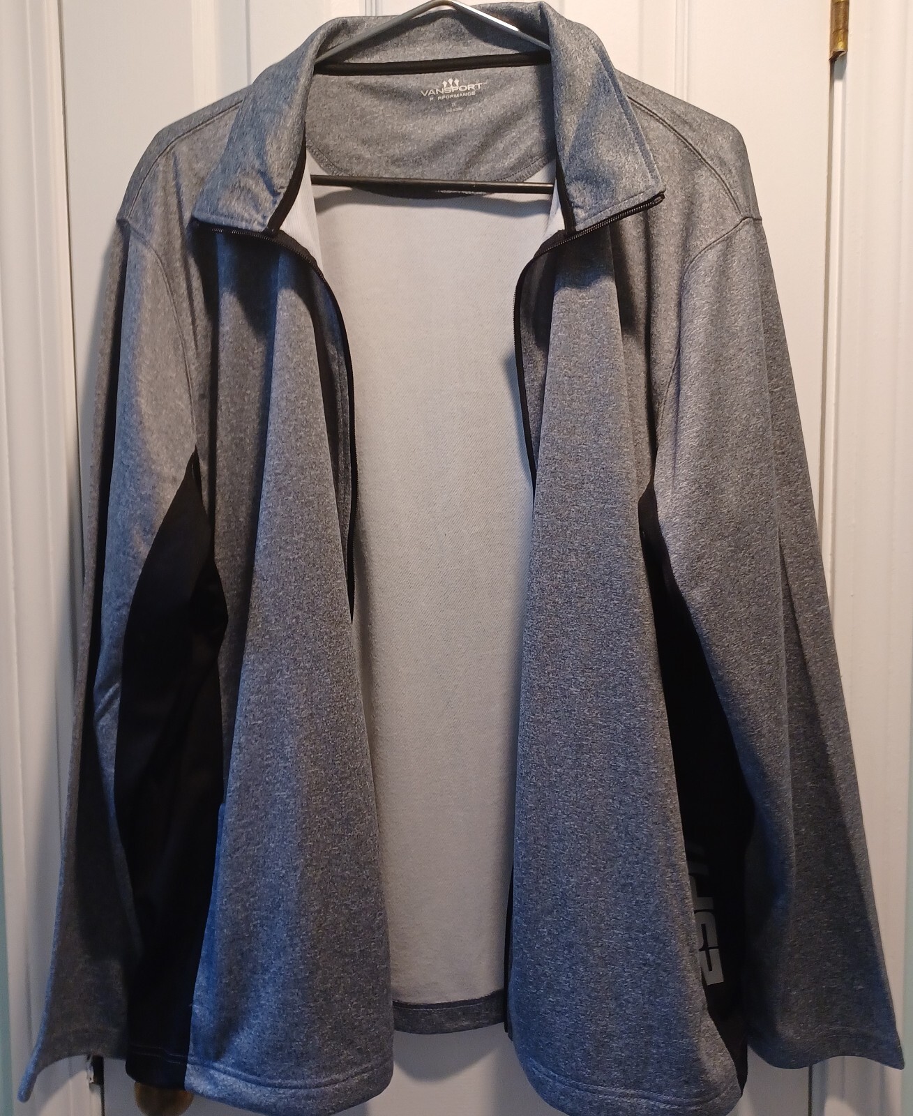 Vansport Performance Jacket Men’s Size 2X Gray Front Zip ESPN Logo Long Sleeved