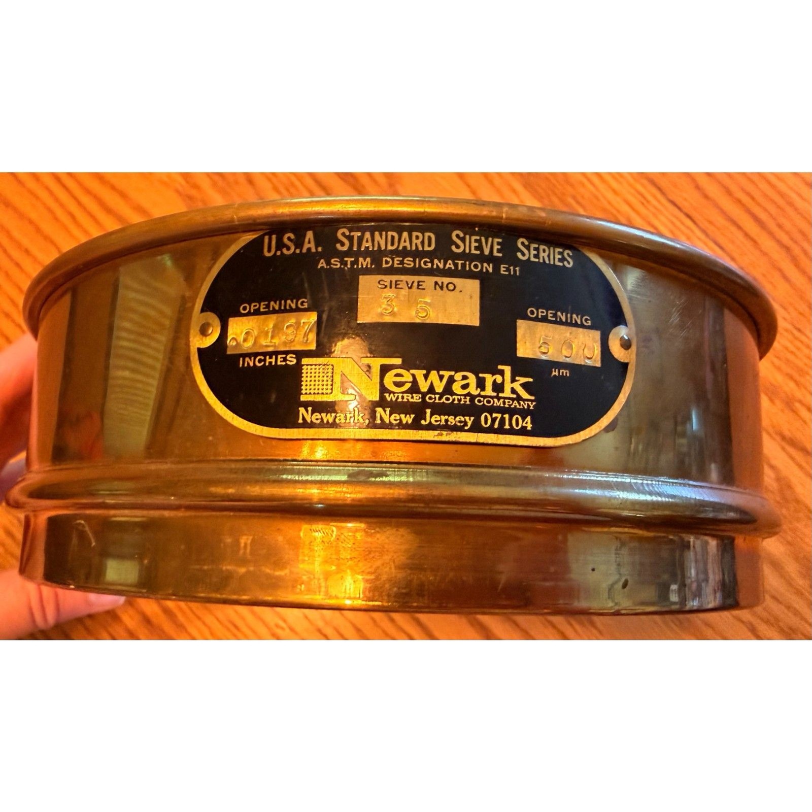 Newark Wire Cloth USA Standard Brass Test Sieve No 35 500 Micron ASTM E11 Lab