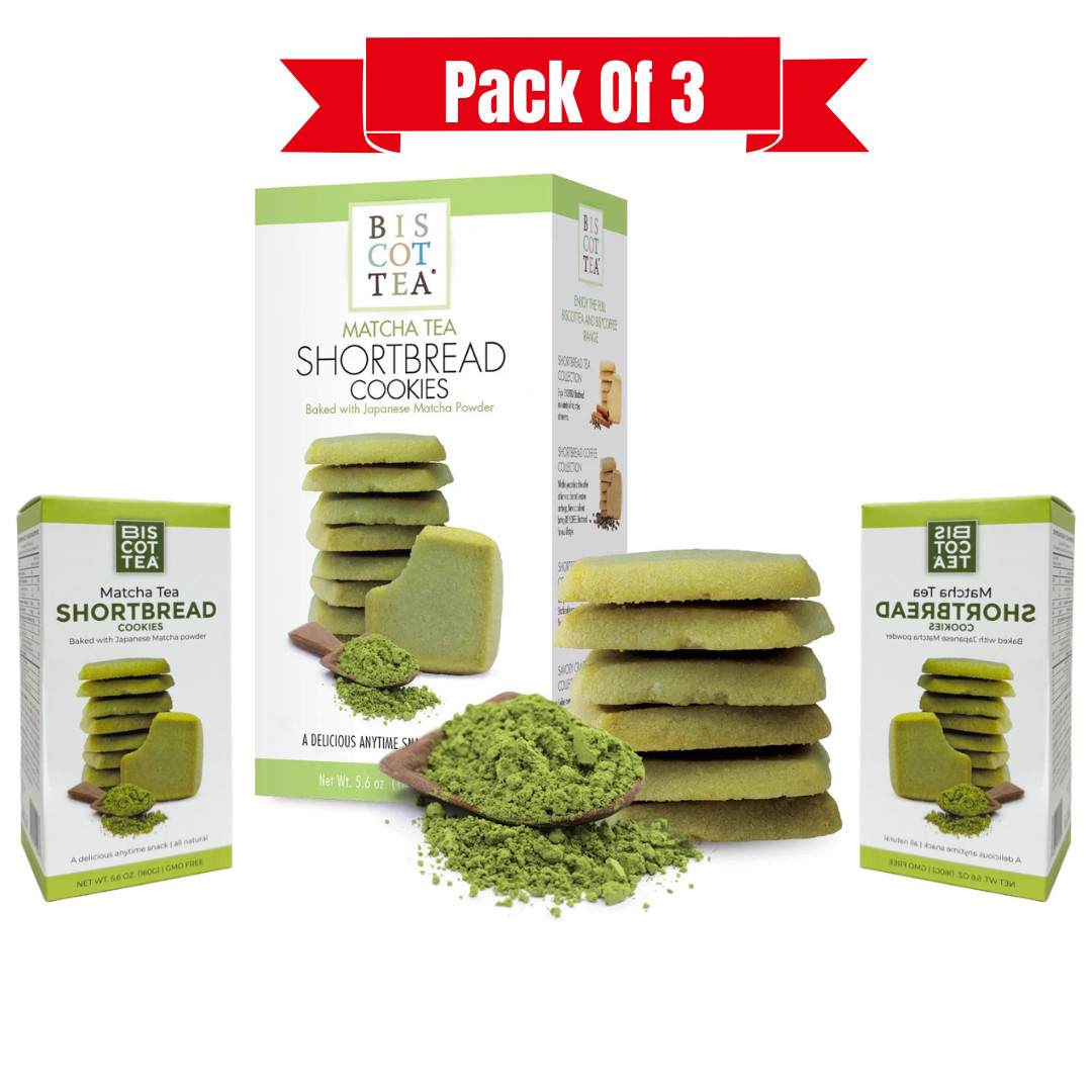 Biscottea, Matcha Shortbread, 5.6 oz box, 3-Pack | FREE SHIPPING