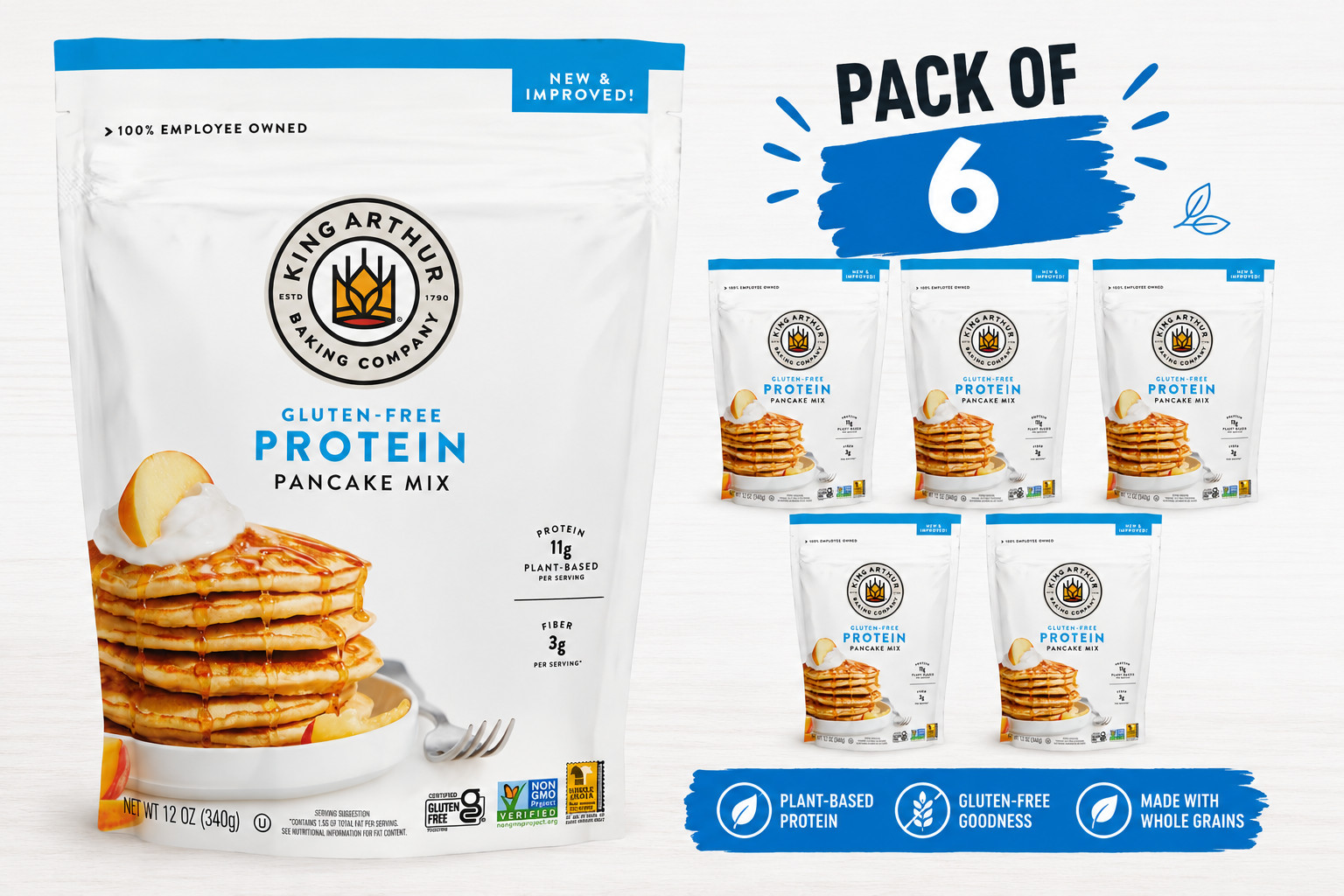 King Arthur Pancake Mix Gluten Free Protein 6 Pack | FREE SHIPPING….