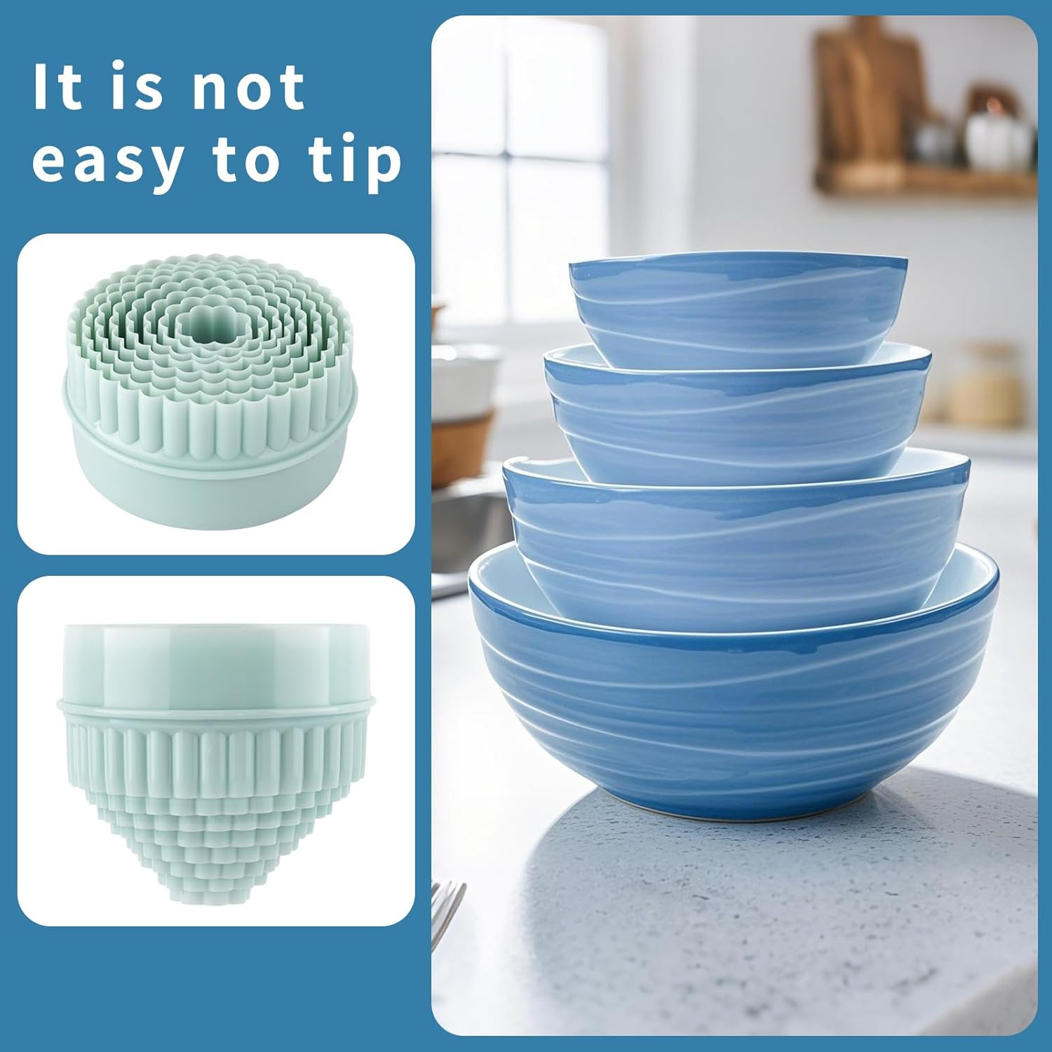 2 Sets Display Stands for Pyrex Bowls 16Pcs, Stacker Rings for Cabinet Organizer