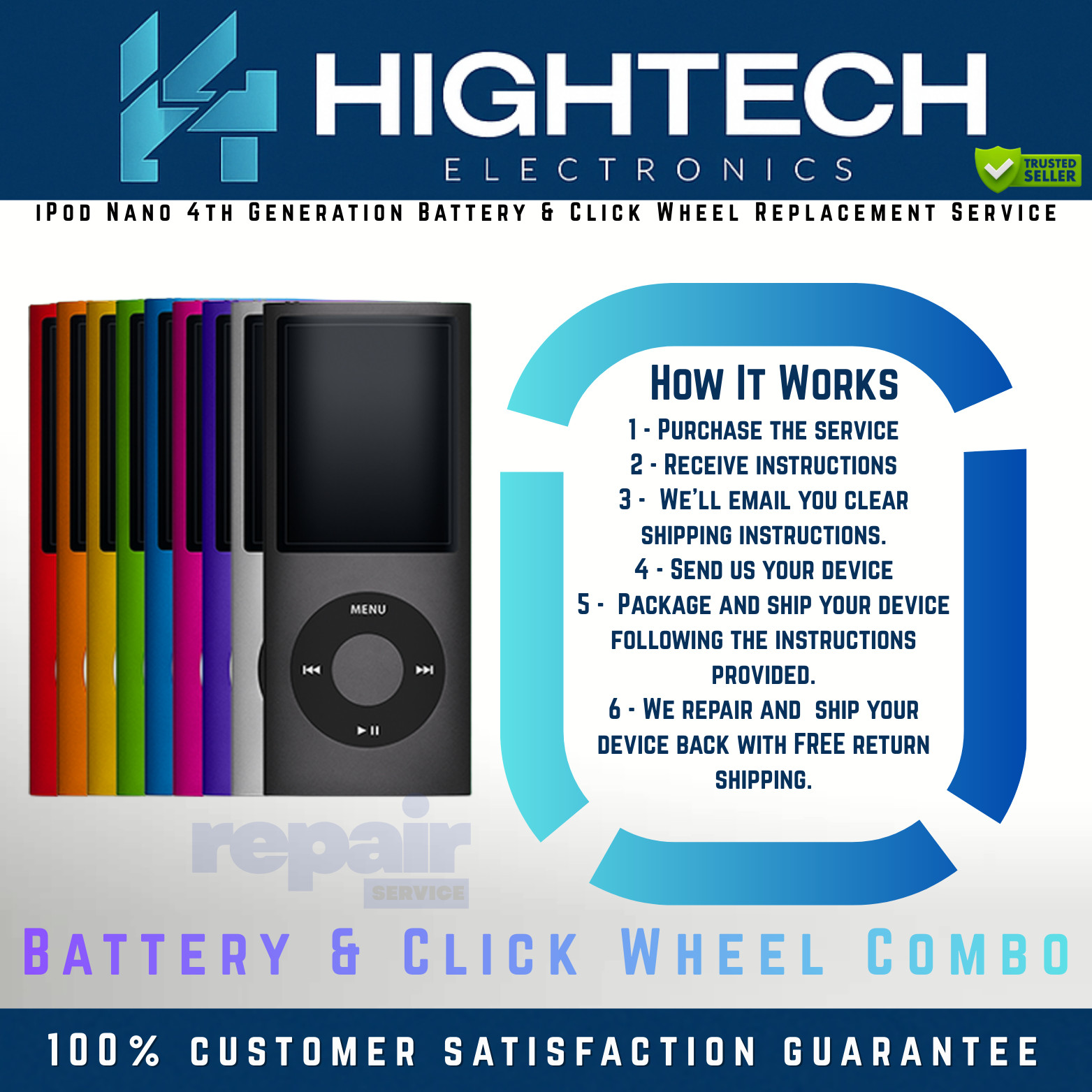 iPod Nano 4th Generation Battery & Click Wheel Replacement Service Repair