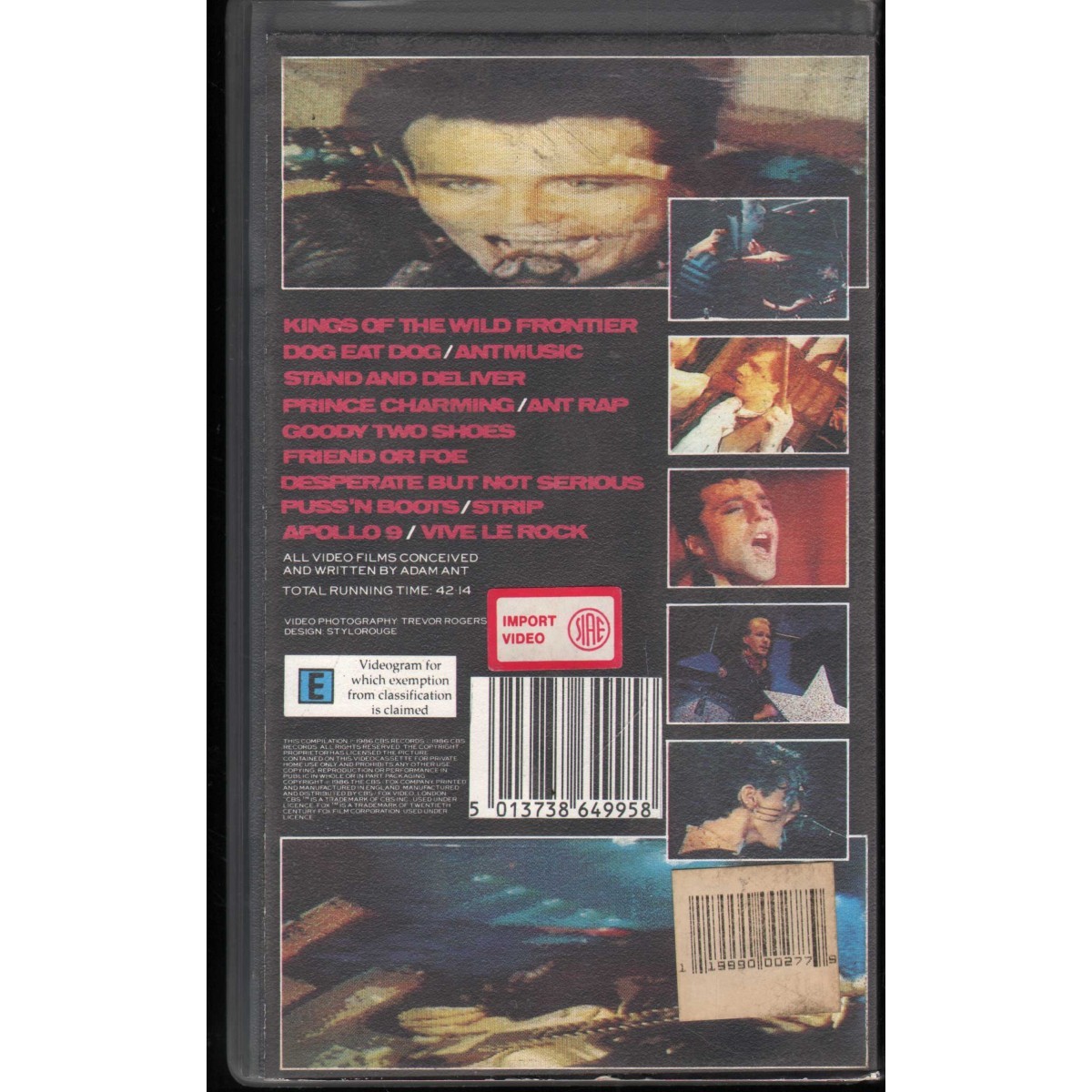 Adam Ant VHS Hits CBS Fox Video – 649950 New