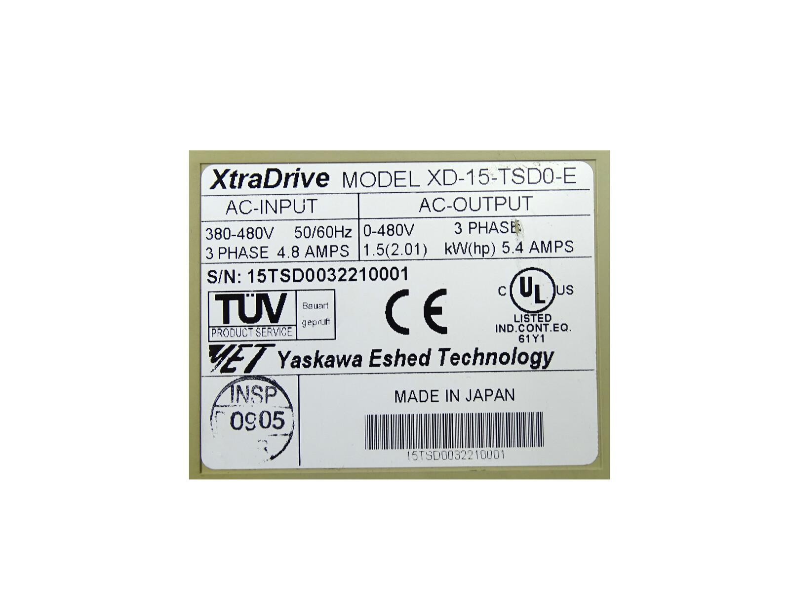 Yaskawa XD-15-TSD0-E V3.15 XtraDrive (Repair/Repair)