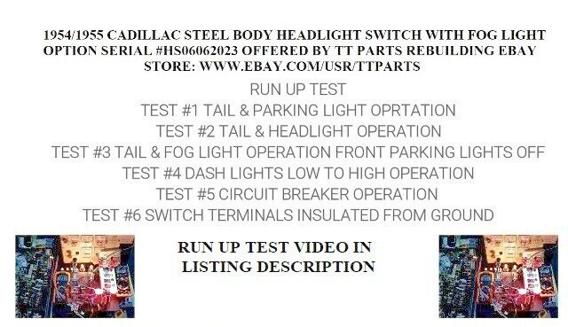 1953/54/55 CADILLAC HEADLIGHT SWITCH WITH FOG LIGHT SWITCH TESTED & WORKS