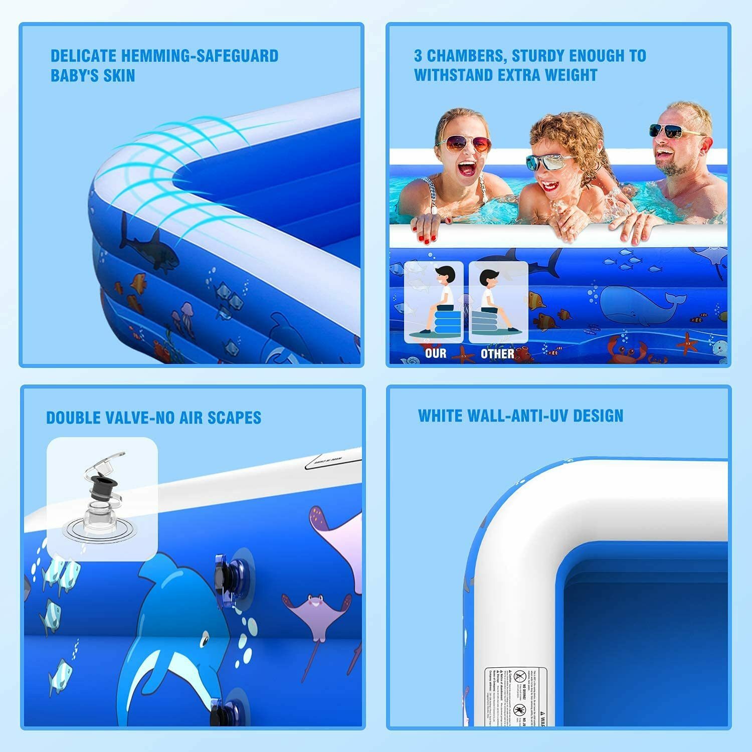 FUNAVO 100″ X71″ X22″ Inflatable Swimming Pool