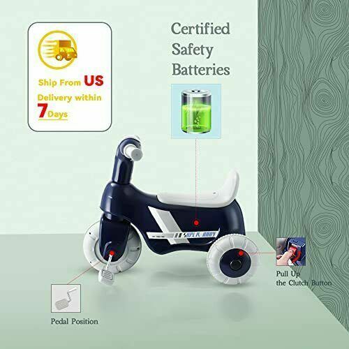 Toddler Electric Motorcycle Tricycle for Boys Girls 6V Rechargeable Battery