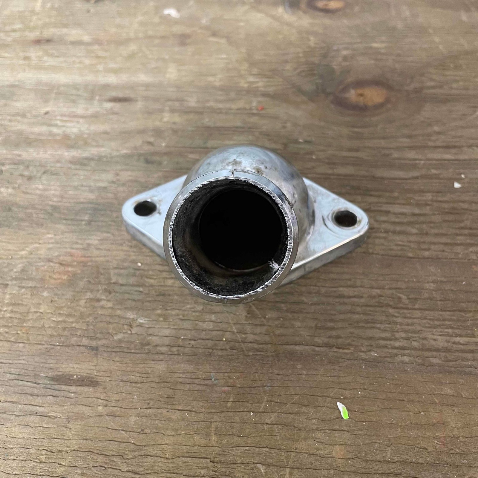 Universal Thermostat Housing Elbow Chrome 2-Bolt Flange Coolant Pipe Connector