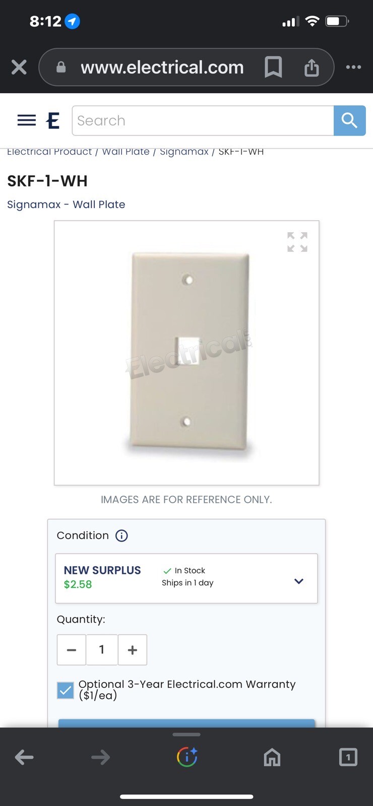 Signa Max SKF-1-WH Faceplates Single Port White