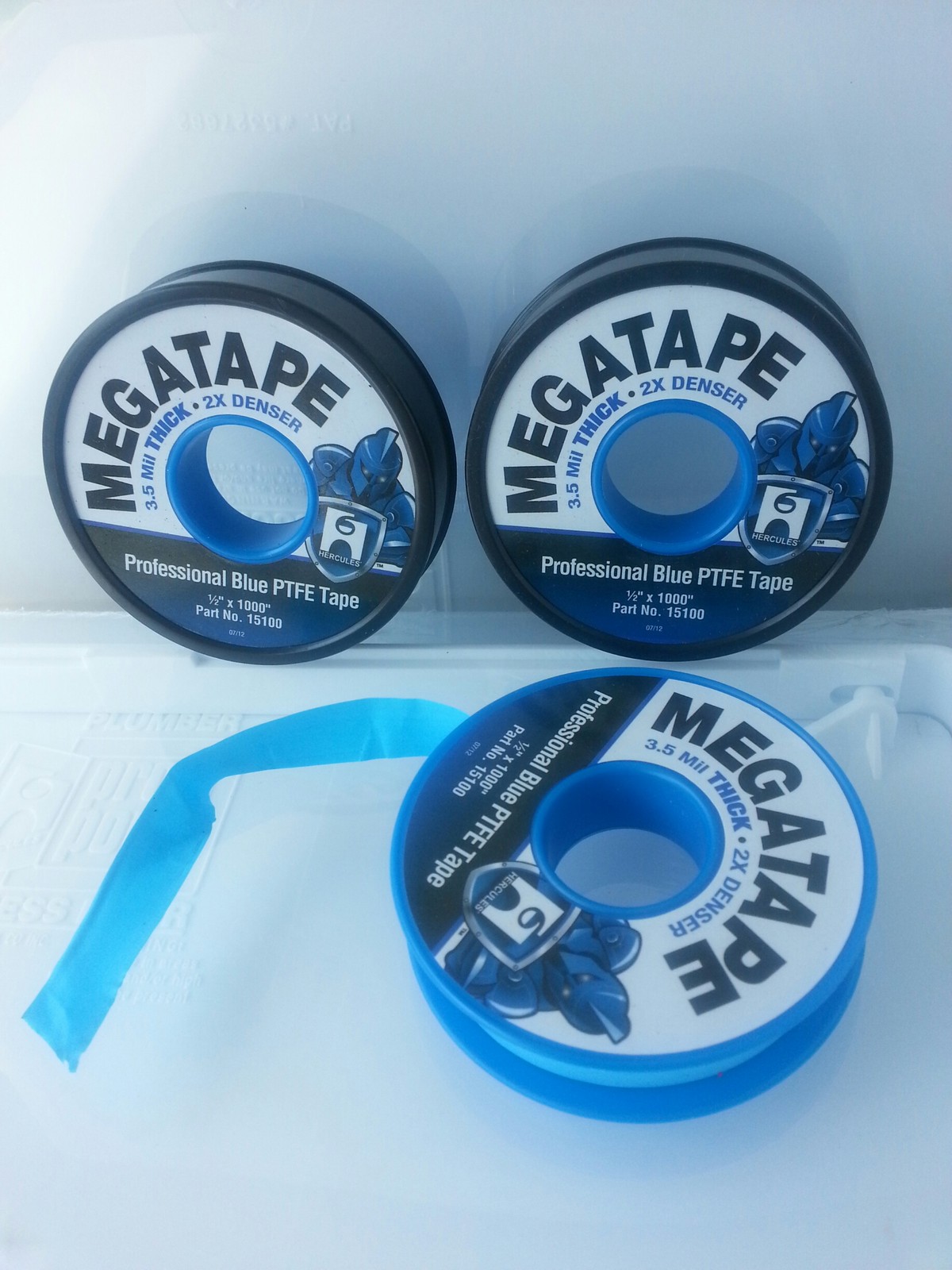 Megatape-Professional Blue PTFE Tape-1/2″ x 1000″ 3.5 MIL Thick-2x Denser 12 pk