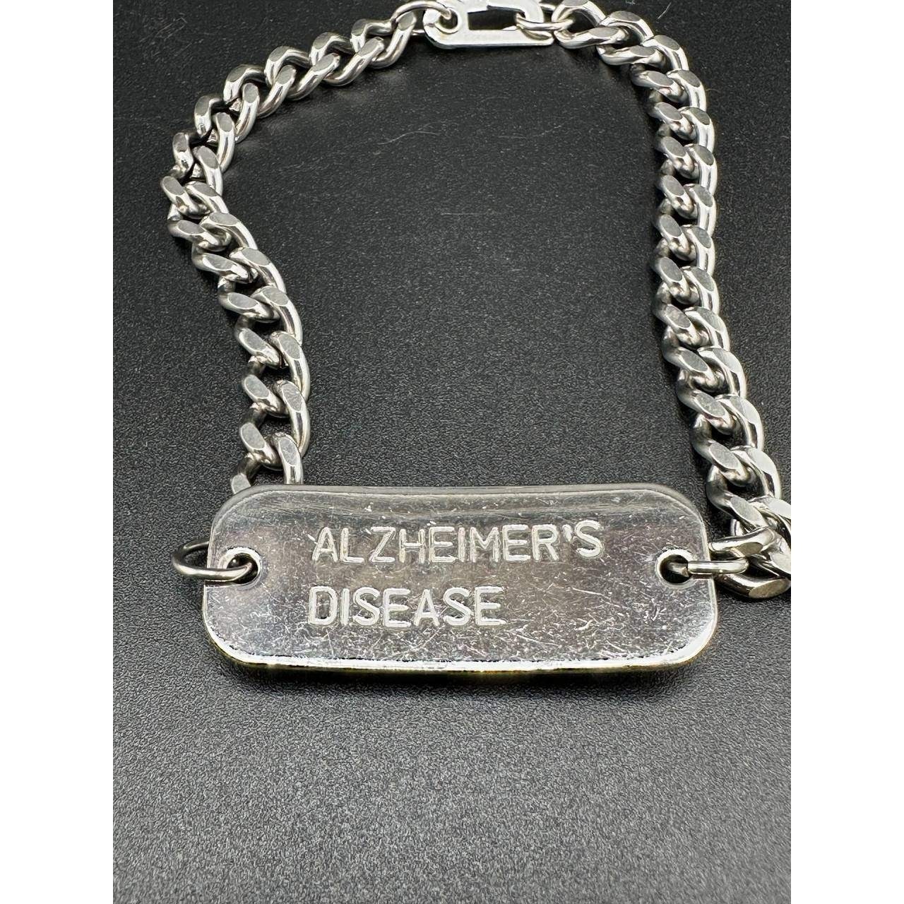 Medical Alert ID Bracelet Alzheimer’s Disease Stainless Steel Curb Chain 039