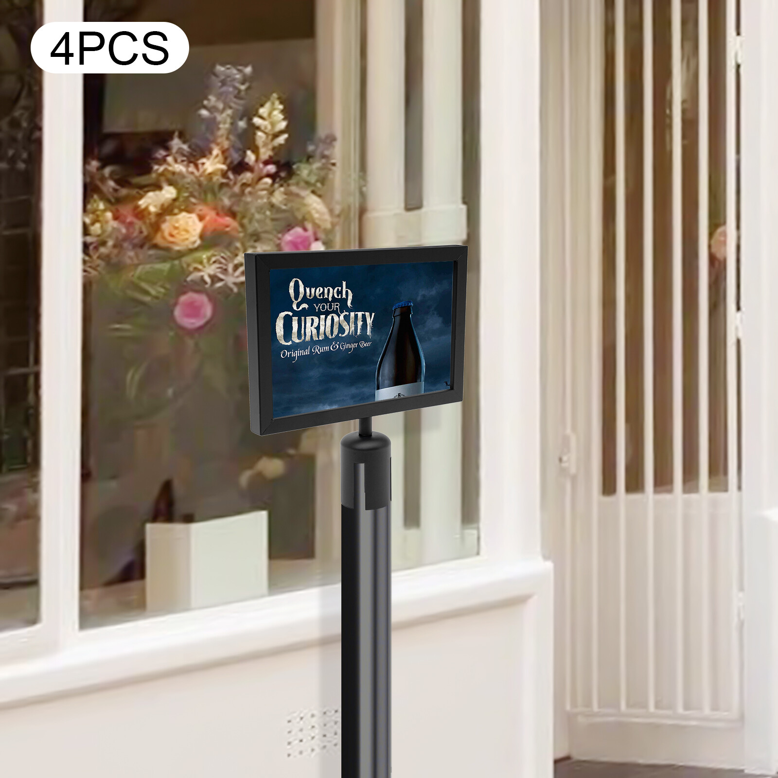 4 Pcs Sign Holder Poster Landscape Display Double Sided Sign Frame Baking Paint
