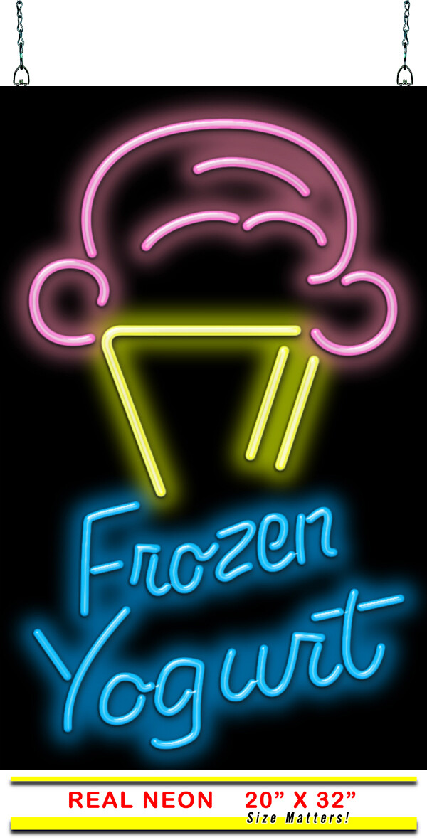 Frozen Yogurt With Cone Neon Sign | Jantec | 20″ x 32″ | Waffle Cone Shakes