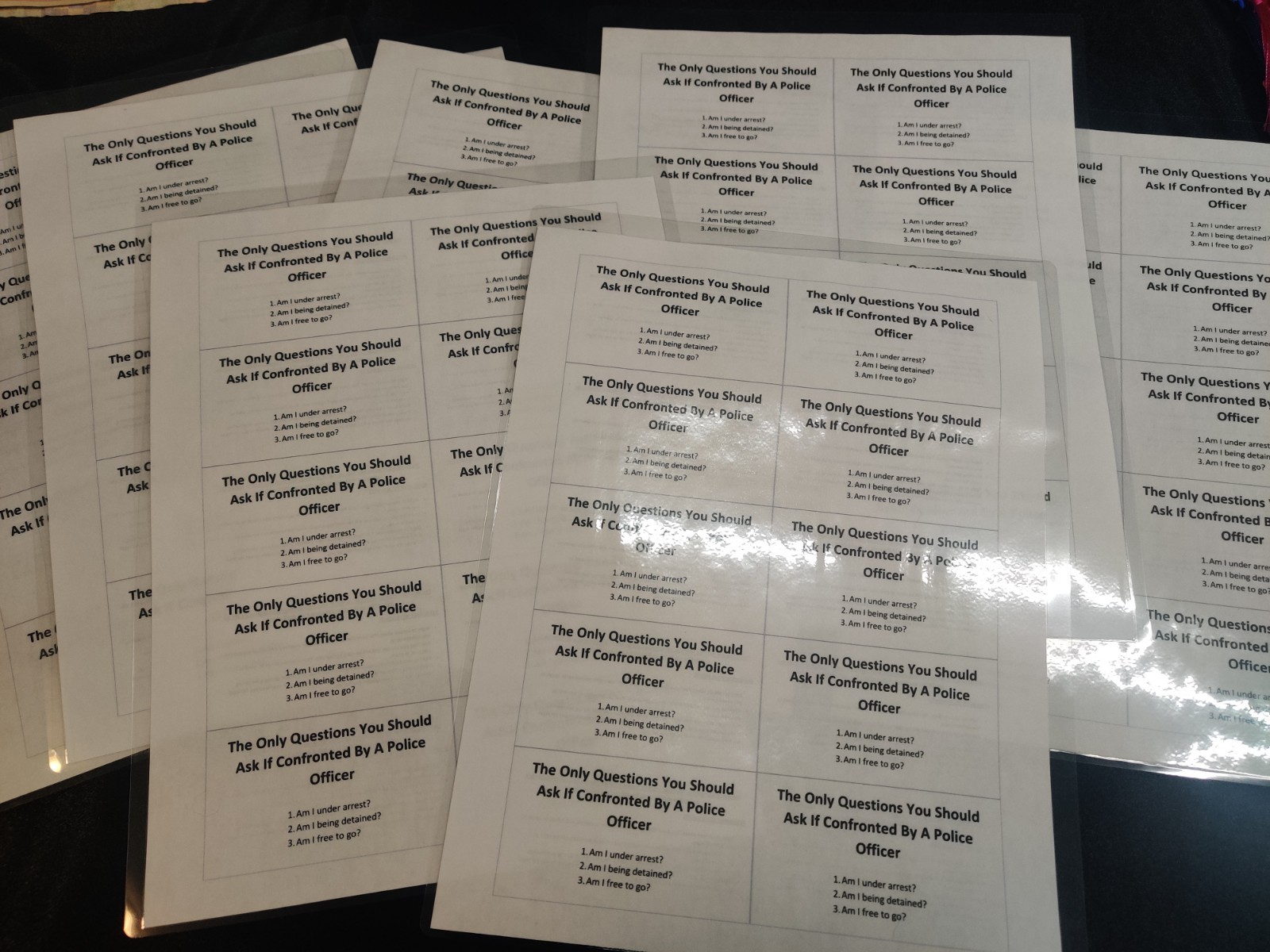 Police Stop Know Your Rights Card – Bill of Rights – Do Not Answer Any Questions