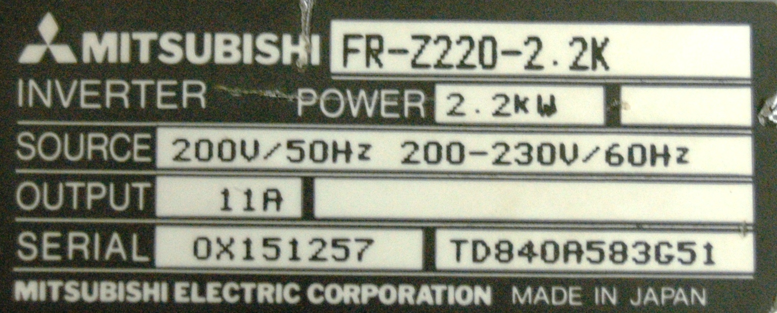 Mitsubishi Inverter-General Purpose FR-Z220-2.2K *REPAIR EVALUATION ONLY* [PZJ]