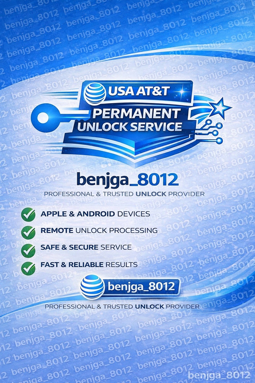 🔵 benjga_8012 USA AT&T Unlock Service for devices custom att related issue