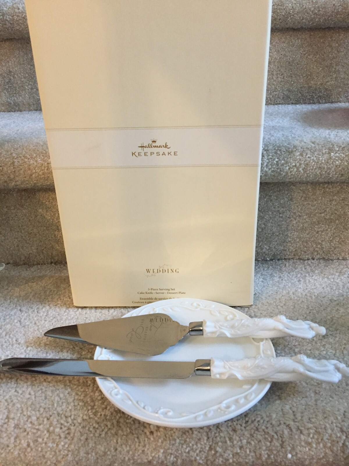 Hallmark Keepsake Wedding 3-piece Serving Set Two Hearts-One Love FREE SHIP