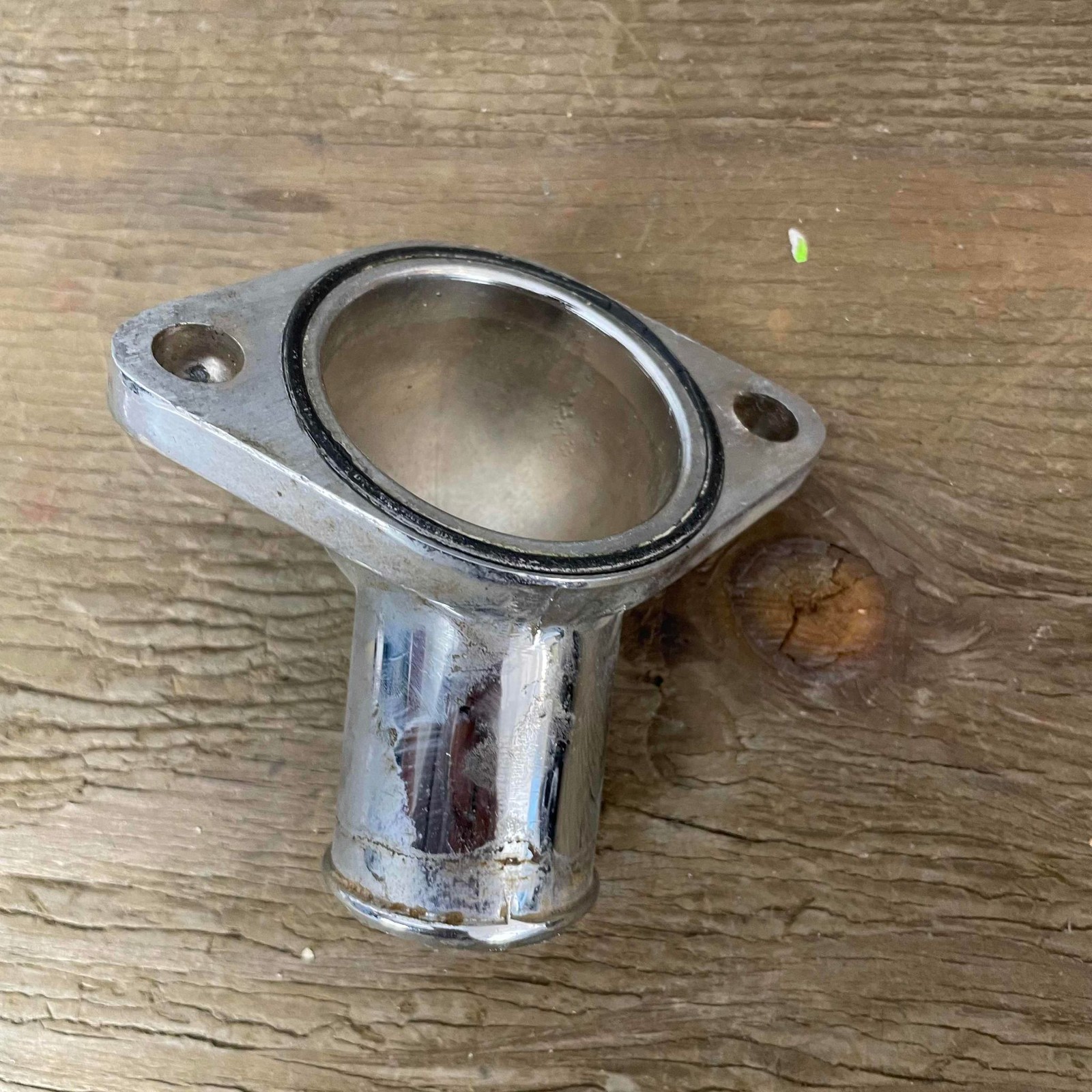 Universal Thermostat Housing Elbow Chrome 2-Bolt Flange Coolant Pipe Connector