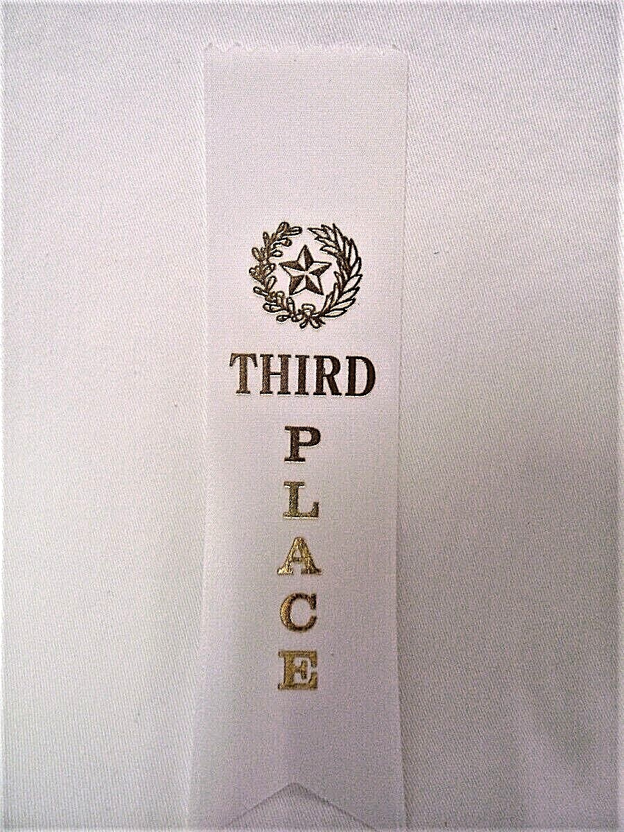 PLACE RIBBONS FOR FUN & GAMES LOT OF 3 RIBBONS 1-1st BLUE 1-2nd RED 1-3rd WHITE