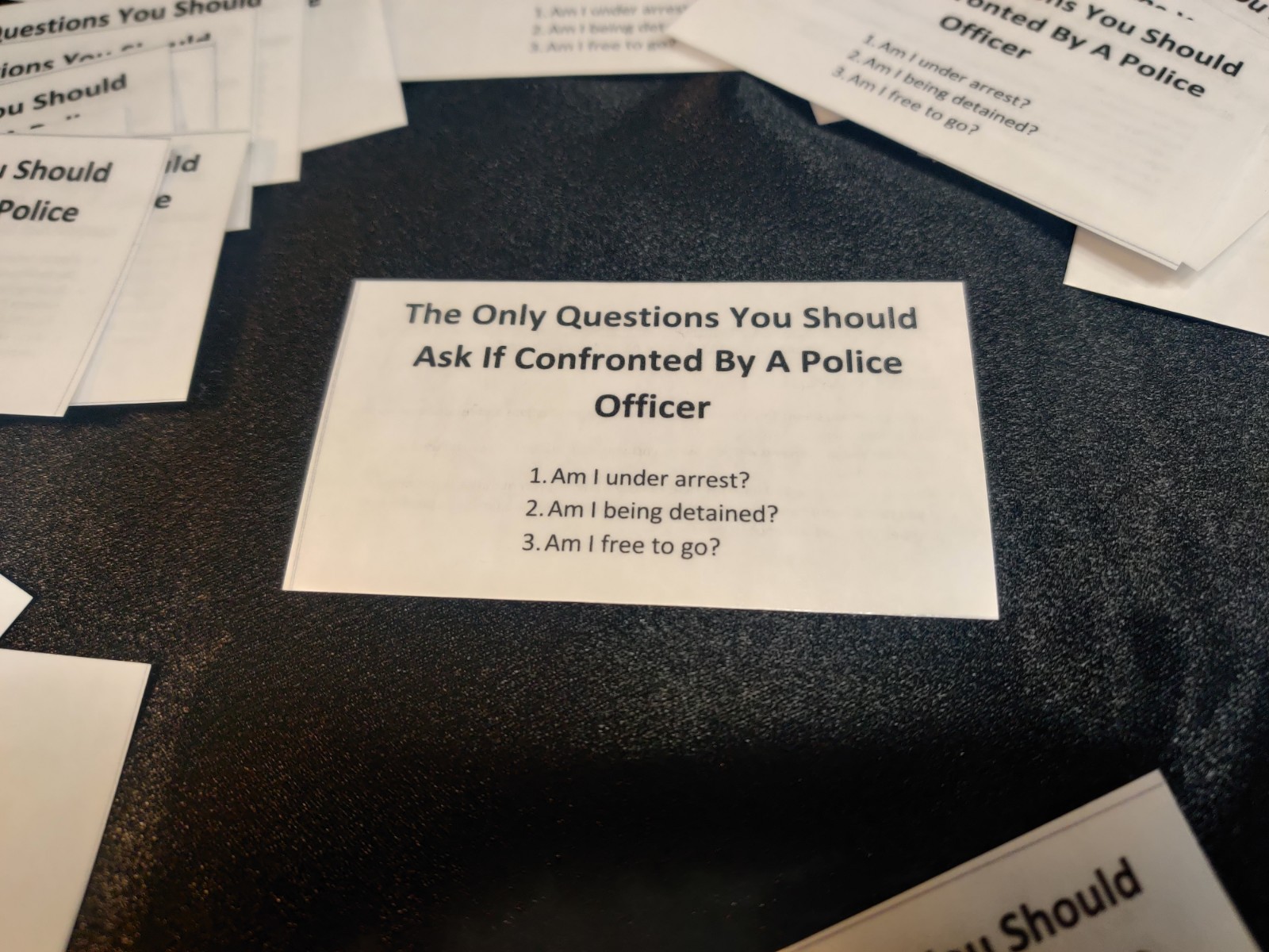 Police Stop Know Your Rights Card – Bill of Rights – Do Not Answer Any Questions