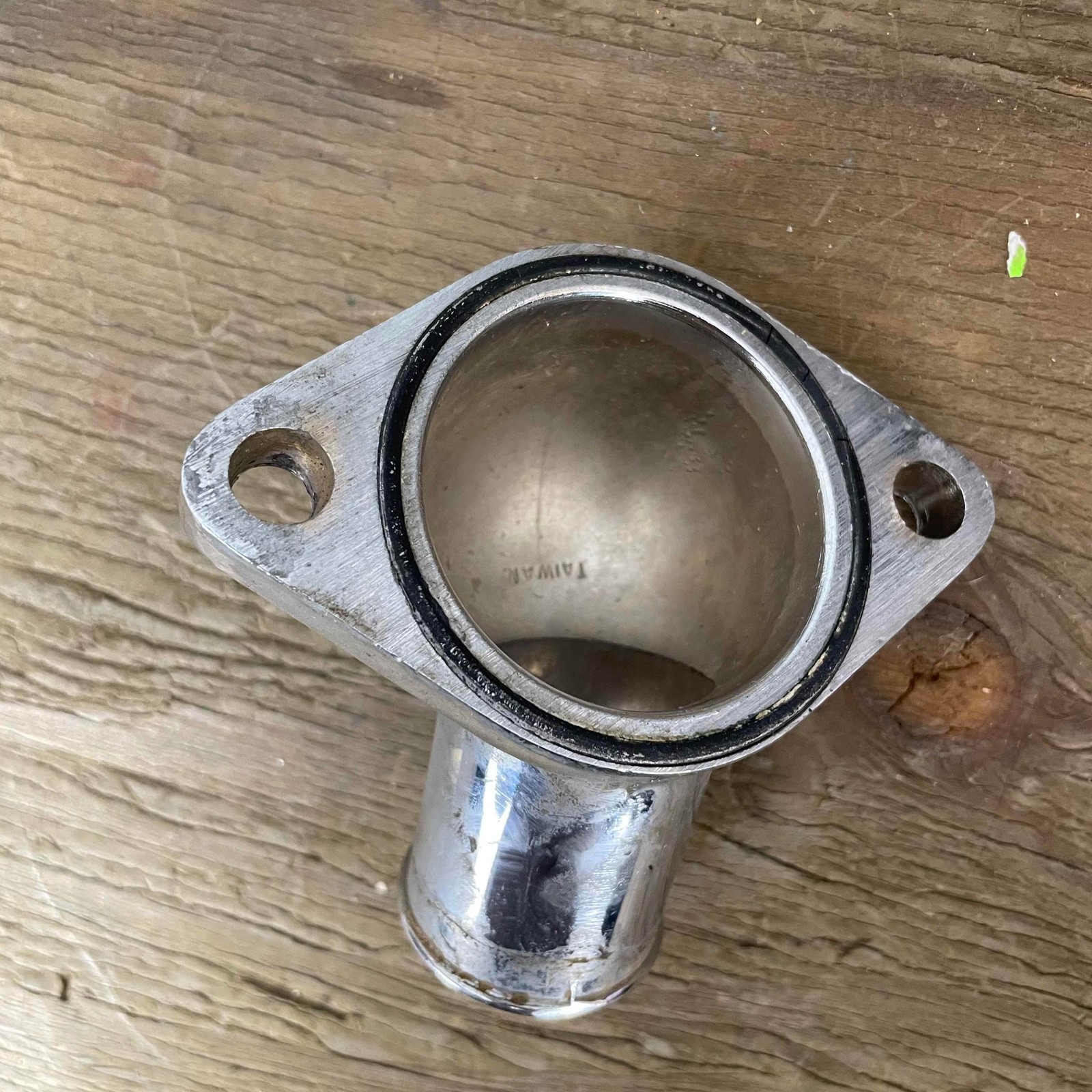 Universal Thermostat Housing Elbow Chrome 2-Bolt Flange Coolant Pipe Connector
