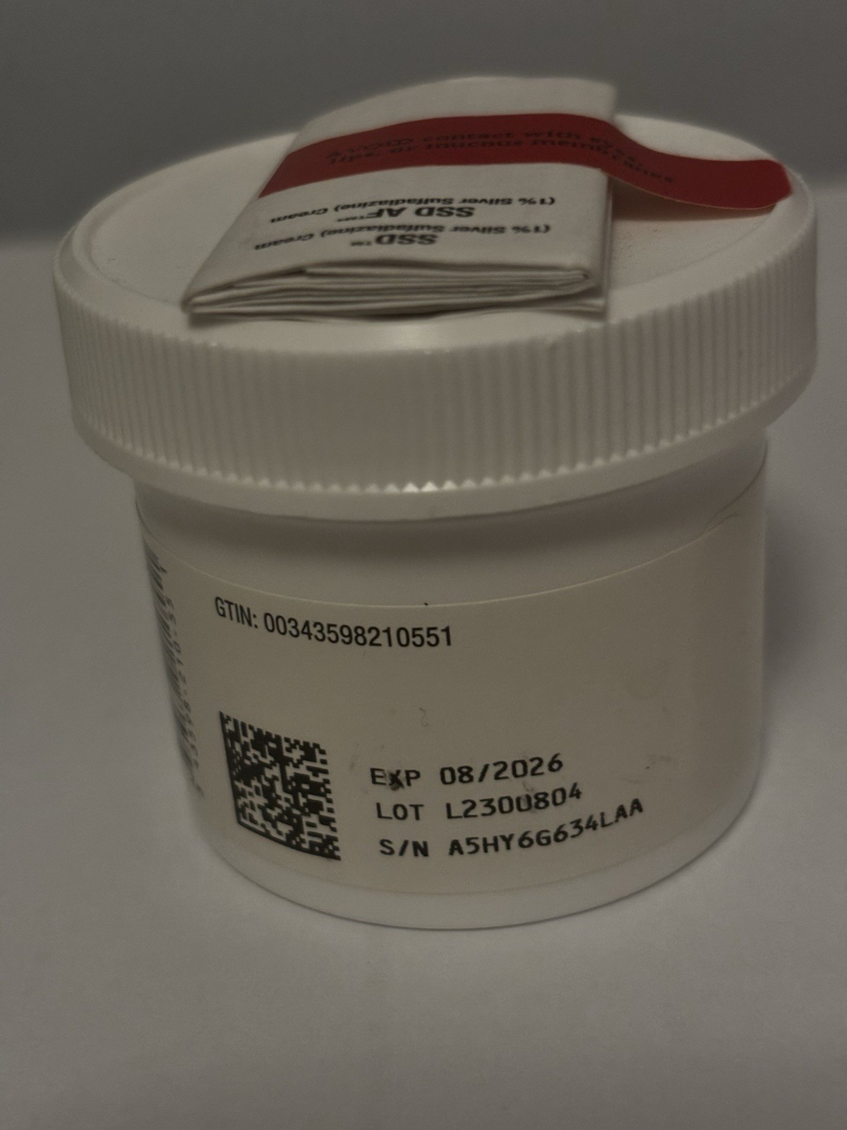 SSD Silver Sulfadiazine Cream, 1%, 50g Jar EXP: 08/2026 Sealed New