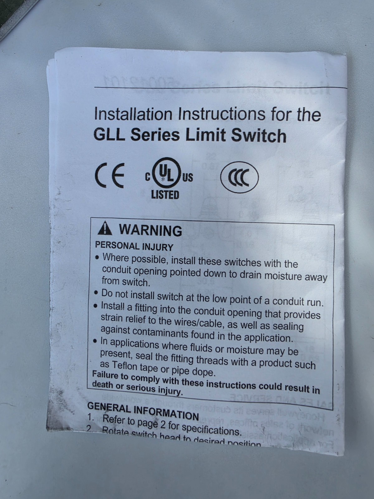 micro switch GLLAO1A2B, honeywell