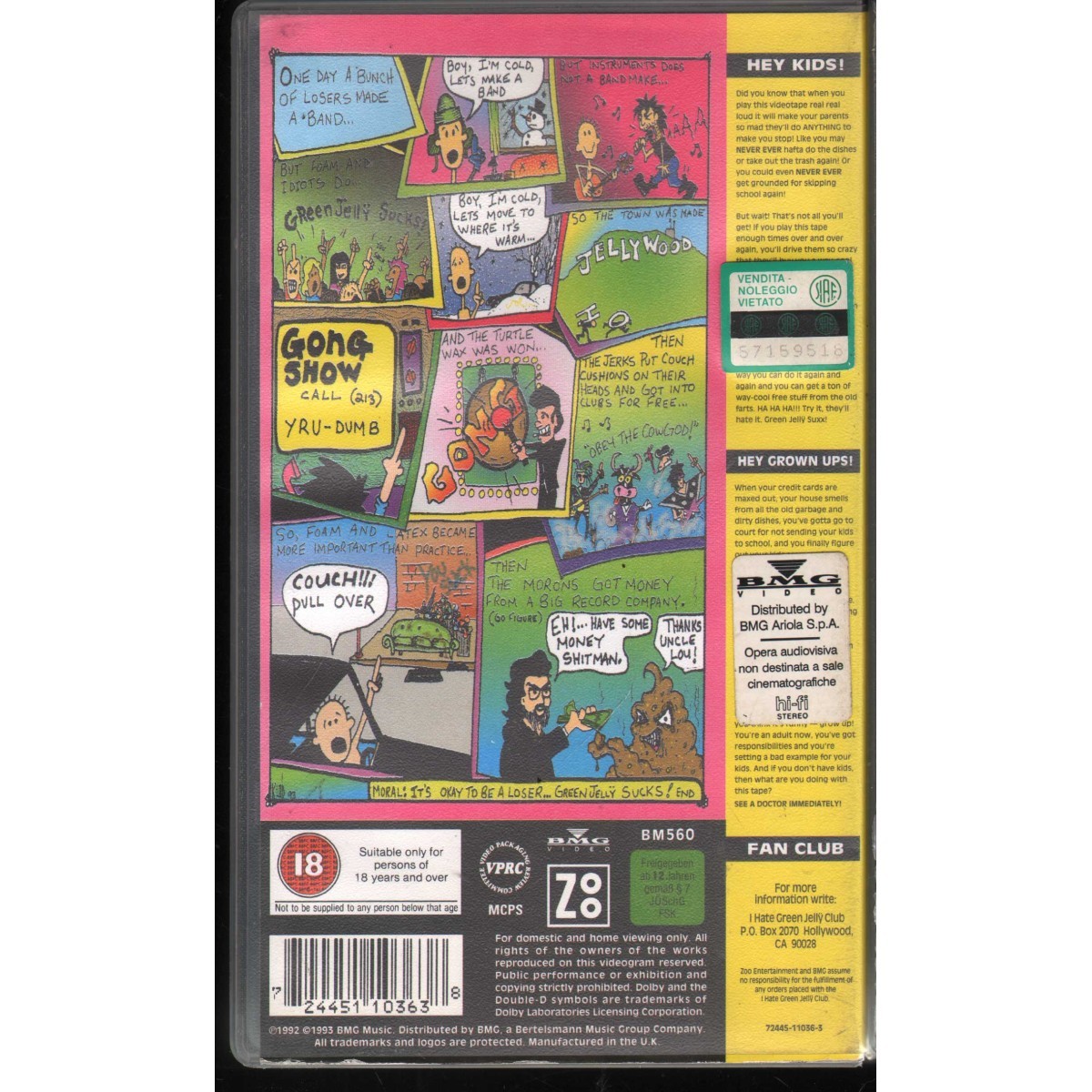 Green Jelly VHS Cereal Killer BMG Video – 72445110363 New
