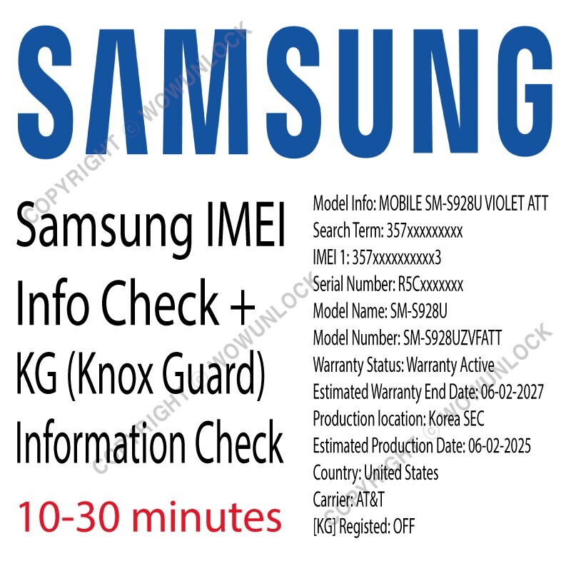 Samsung imei Infomation Check – Network Carrier Sold By Country, KG KNOX Status